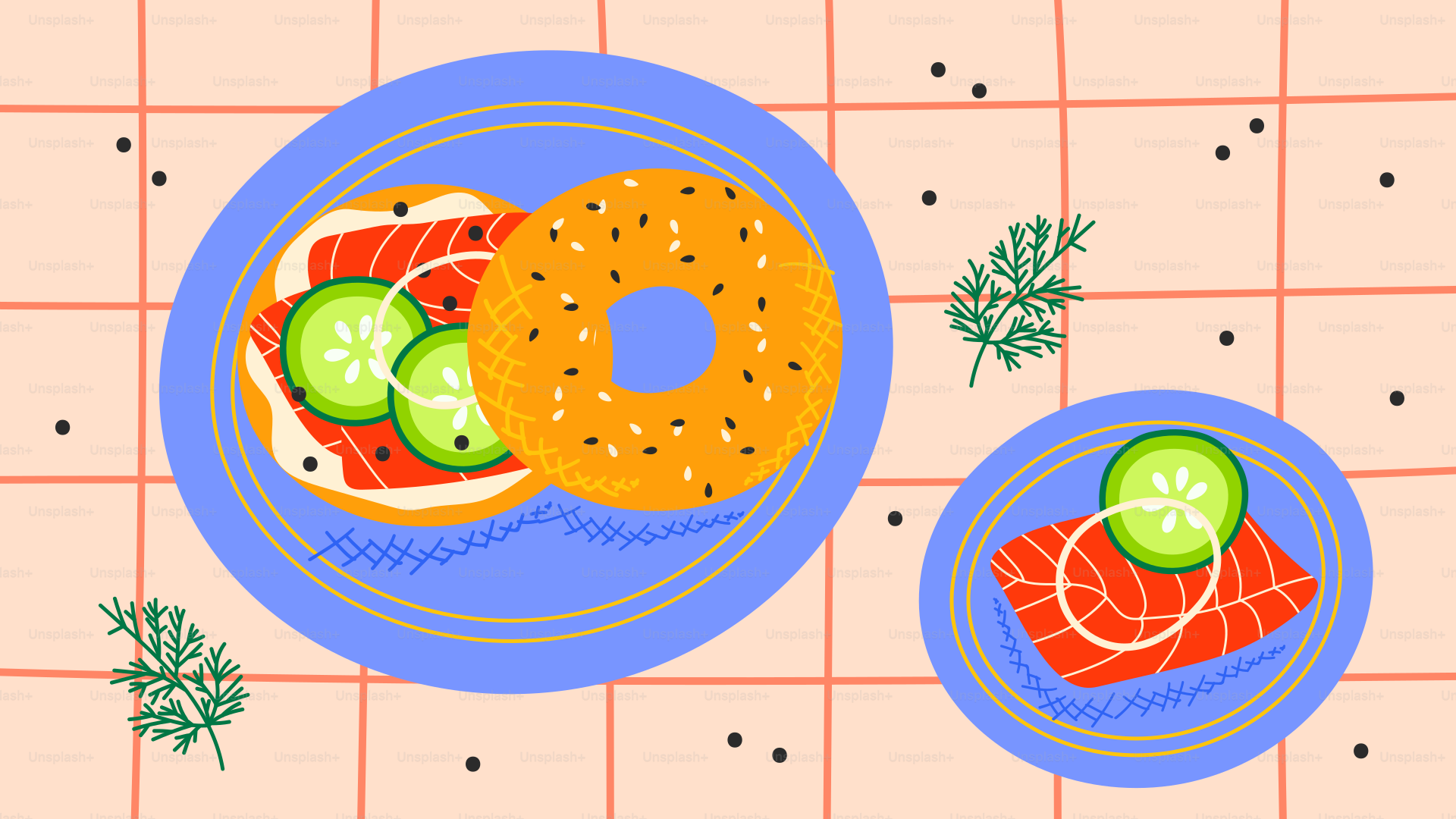 Bagels and lox are on a plate.