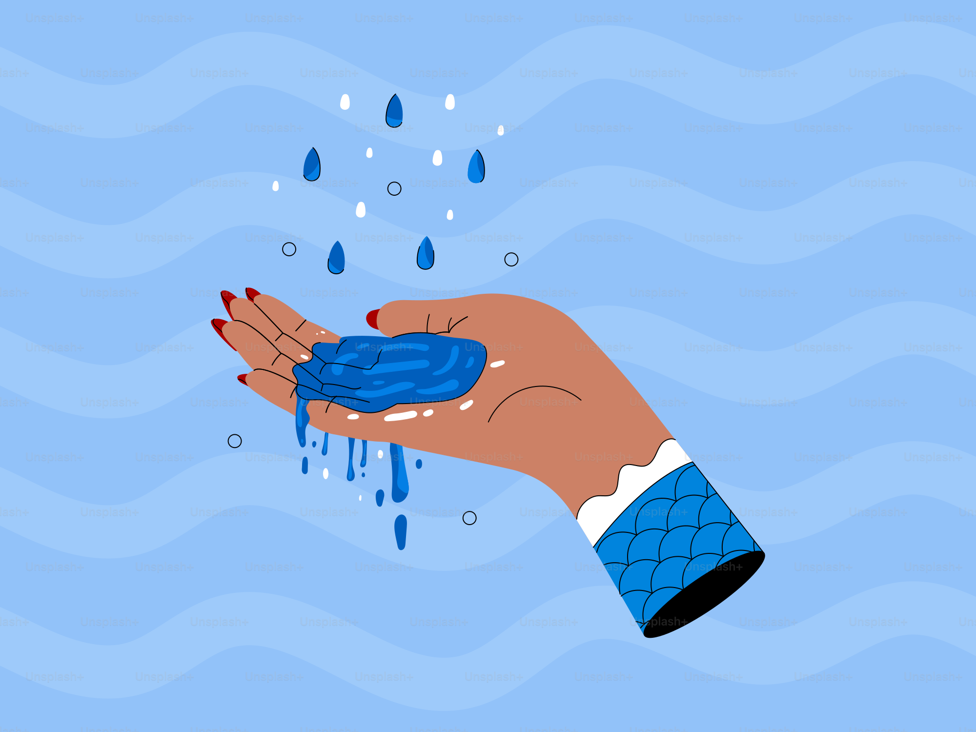 A hand holds water, symbolizing hydration.