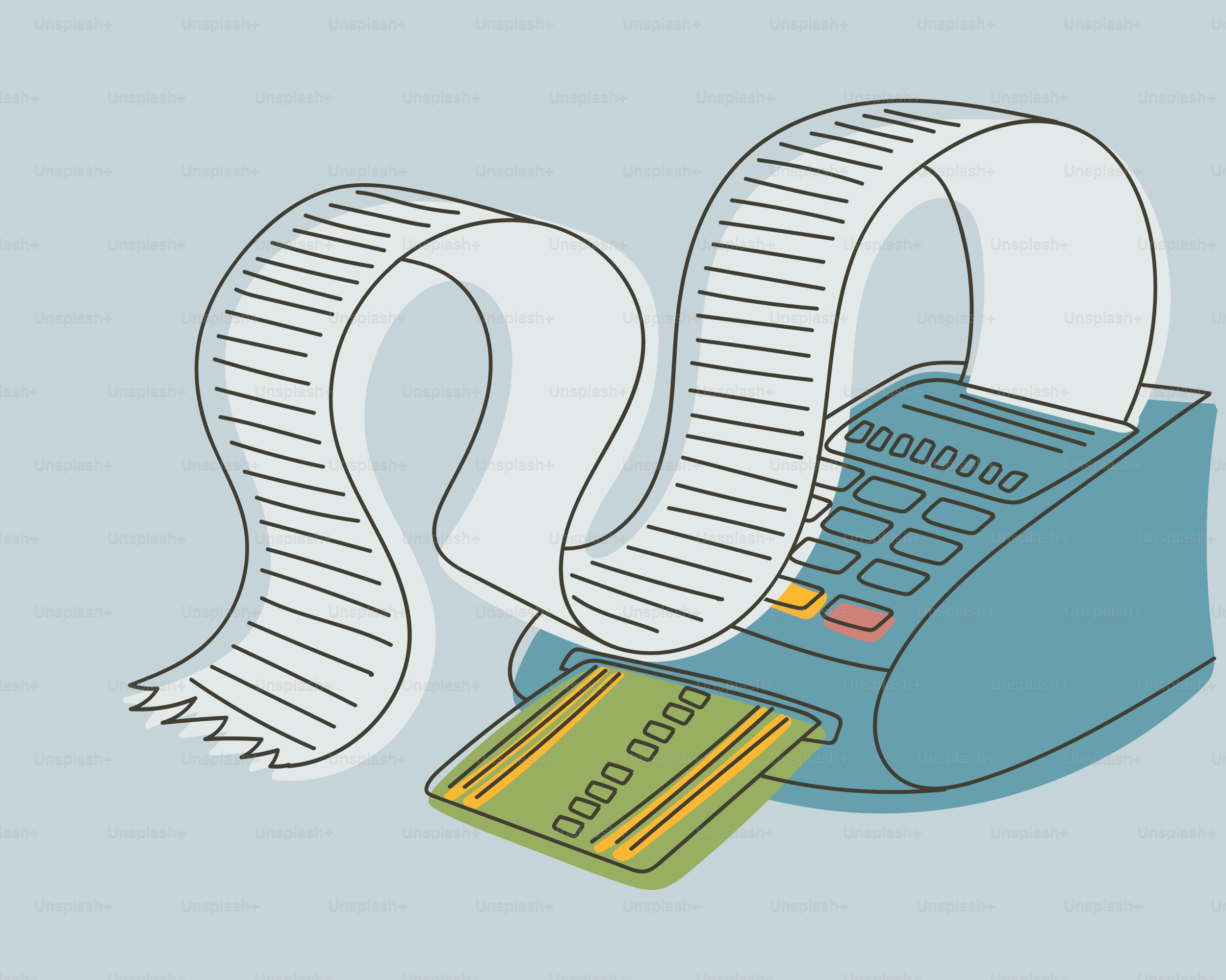 A receipt printer with a long paper roll