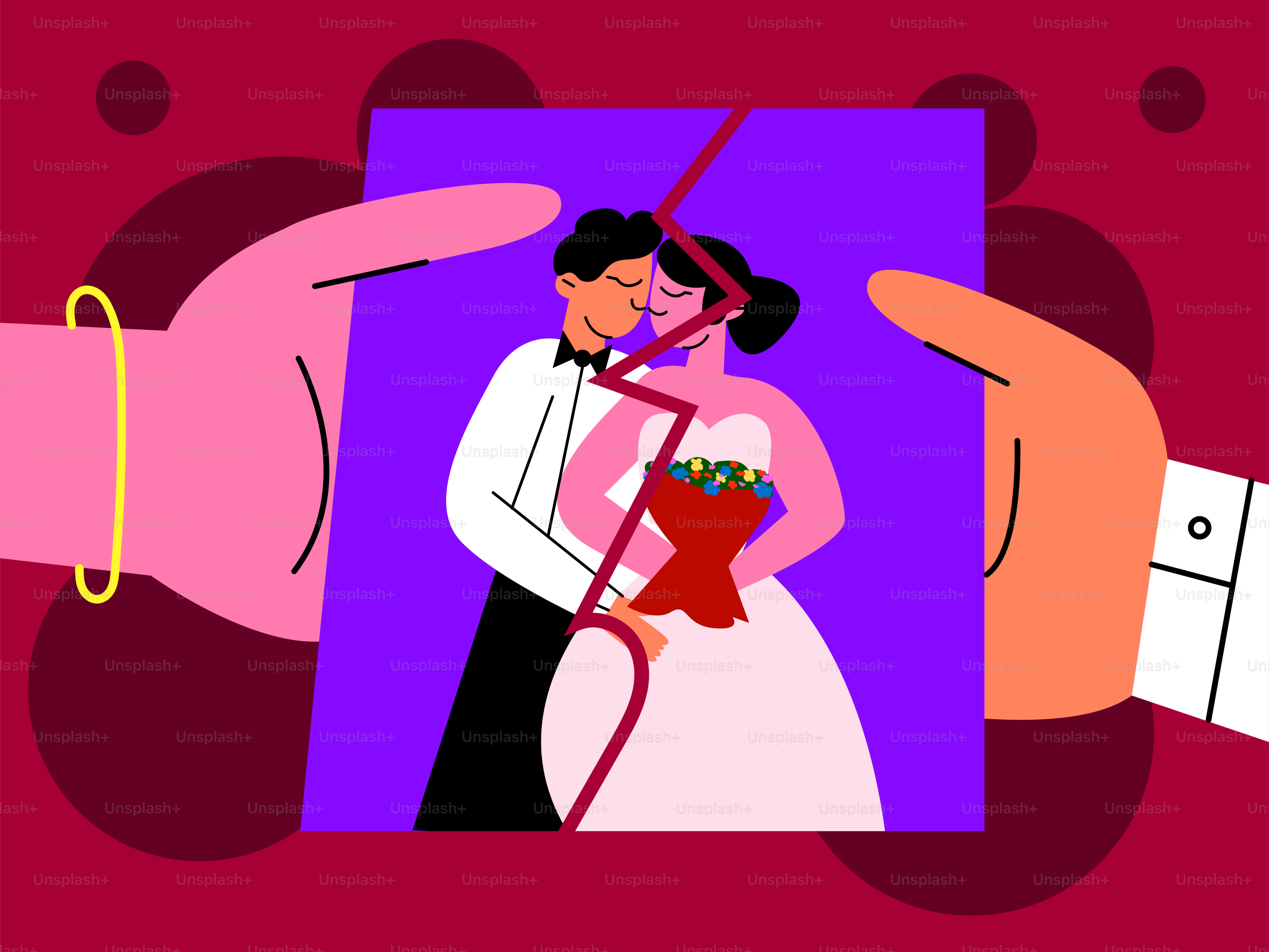 結婚式の肖像画を持つ手