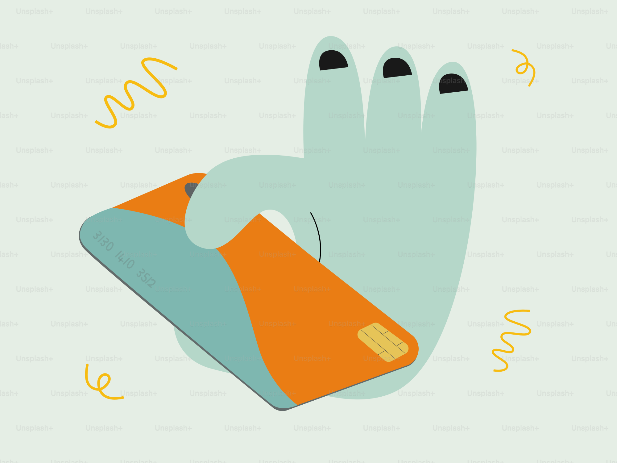 Stylized blue hand with orange accents