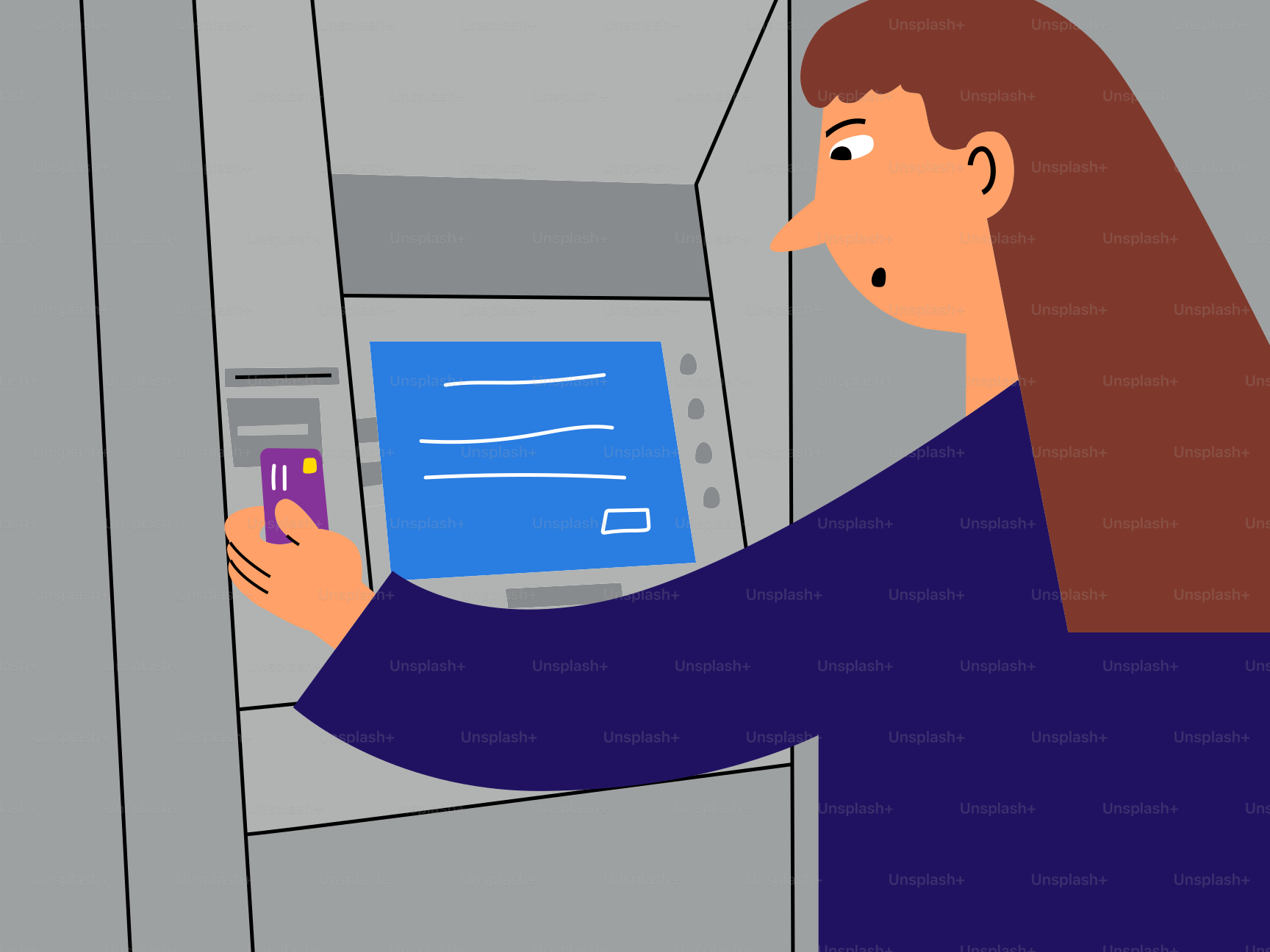 Woman using an atm machine