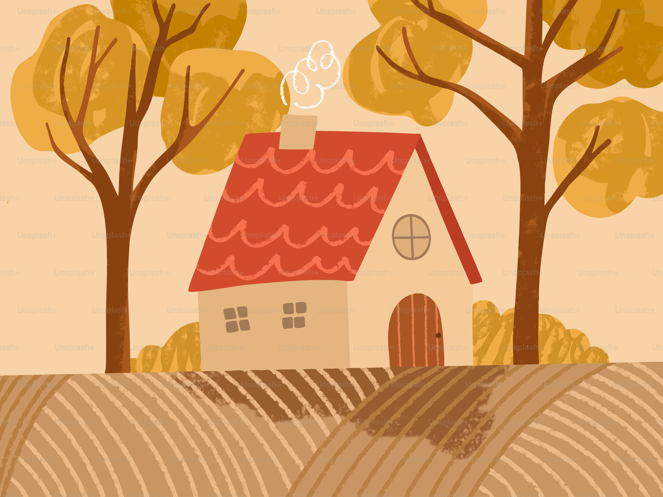 Maison douillette nichée parmi les arbres d’automne