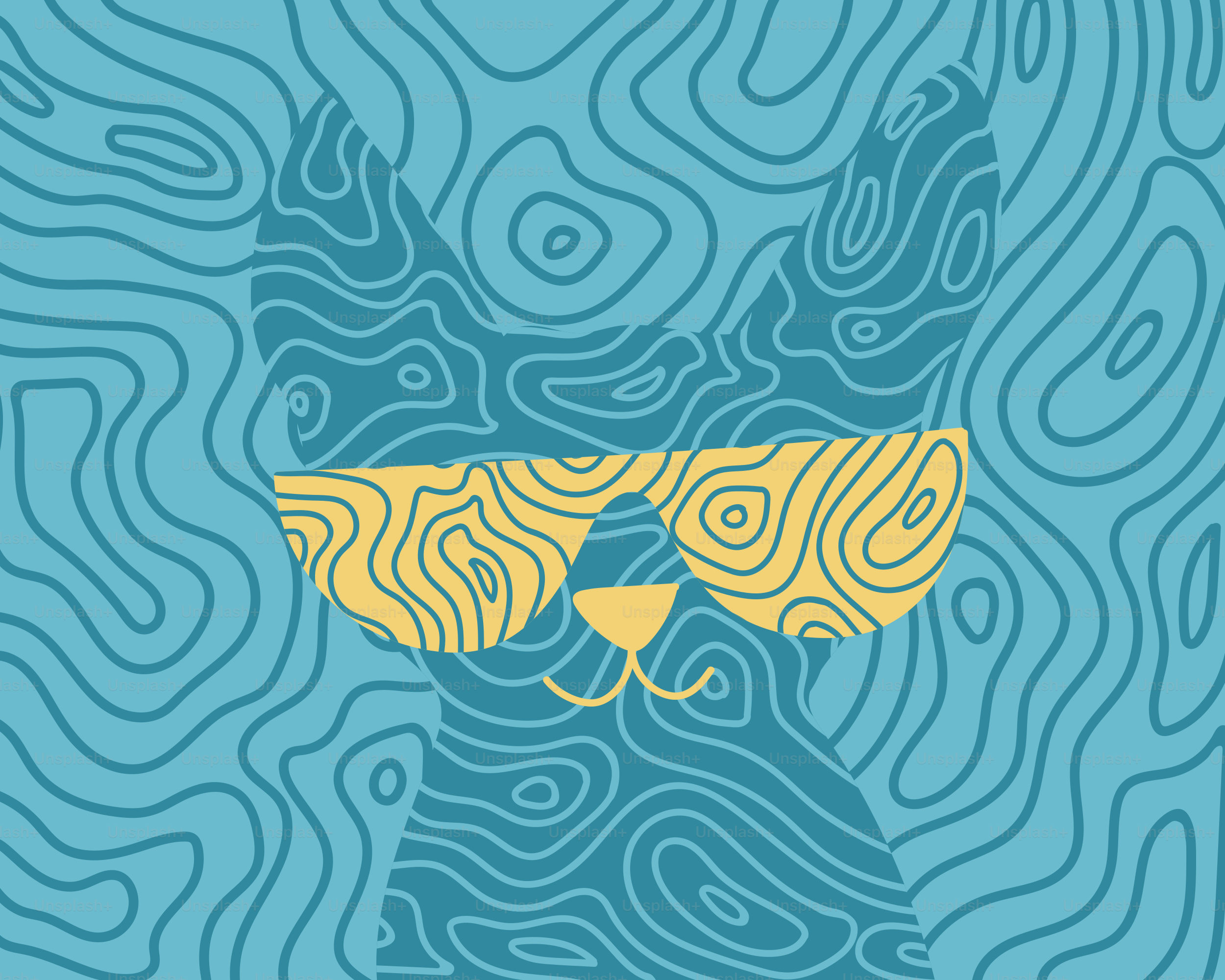 Blue cat wearing sunglasses with wavy lines