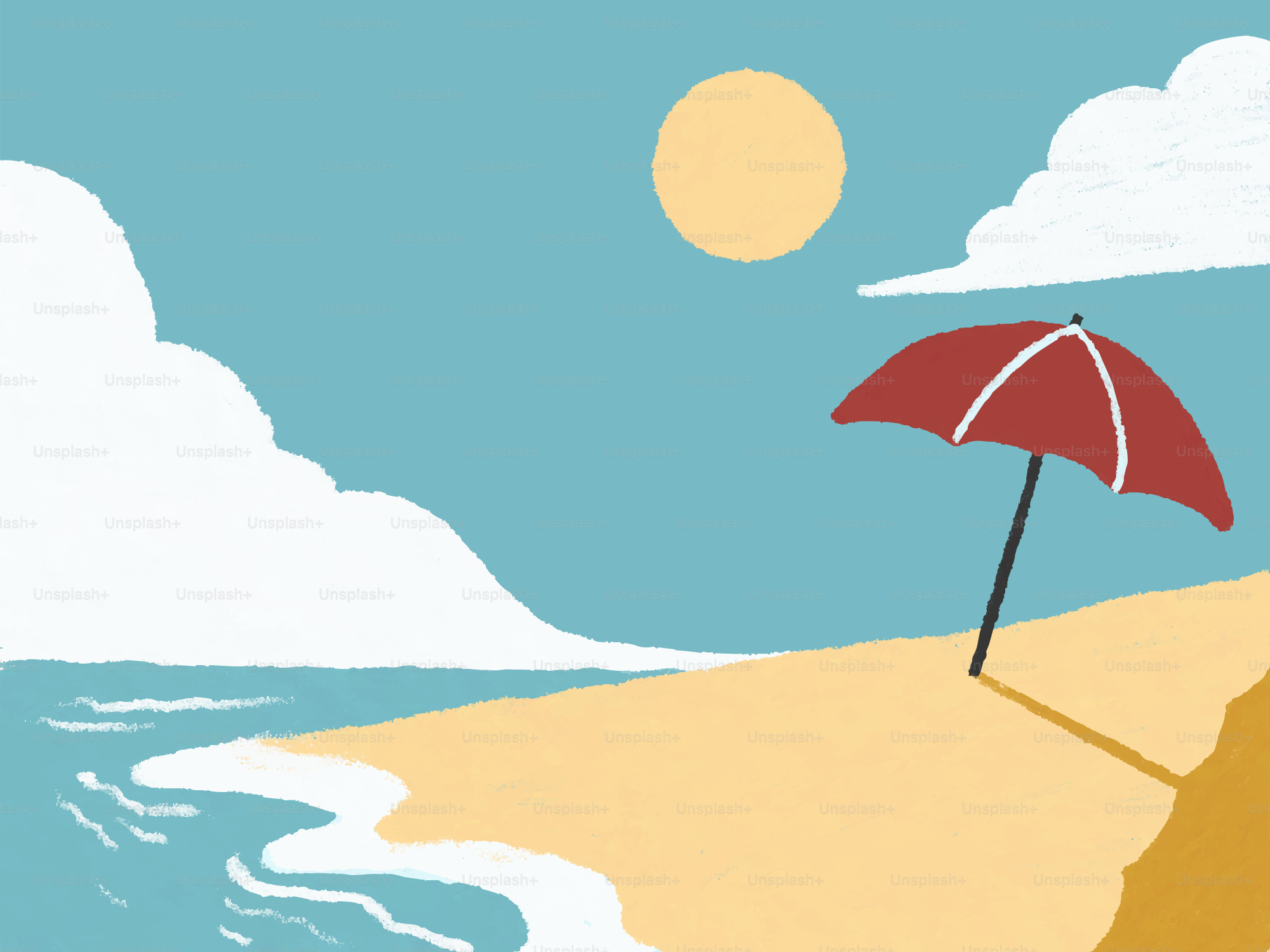 Download HD Cartoon Beach Clip Art Parasol Transprent Png Ⓒ - Beach Png  Cartoon Transparent PNG Image - NicePNG.com, image size:3000x2250