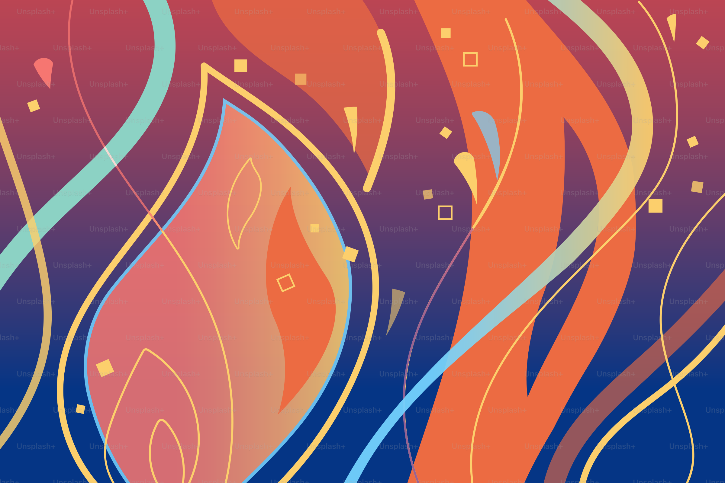 Abstract colorful flames with swirling lines and shapes