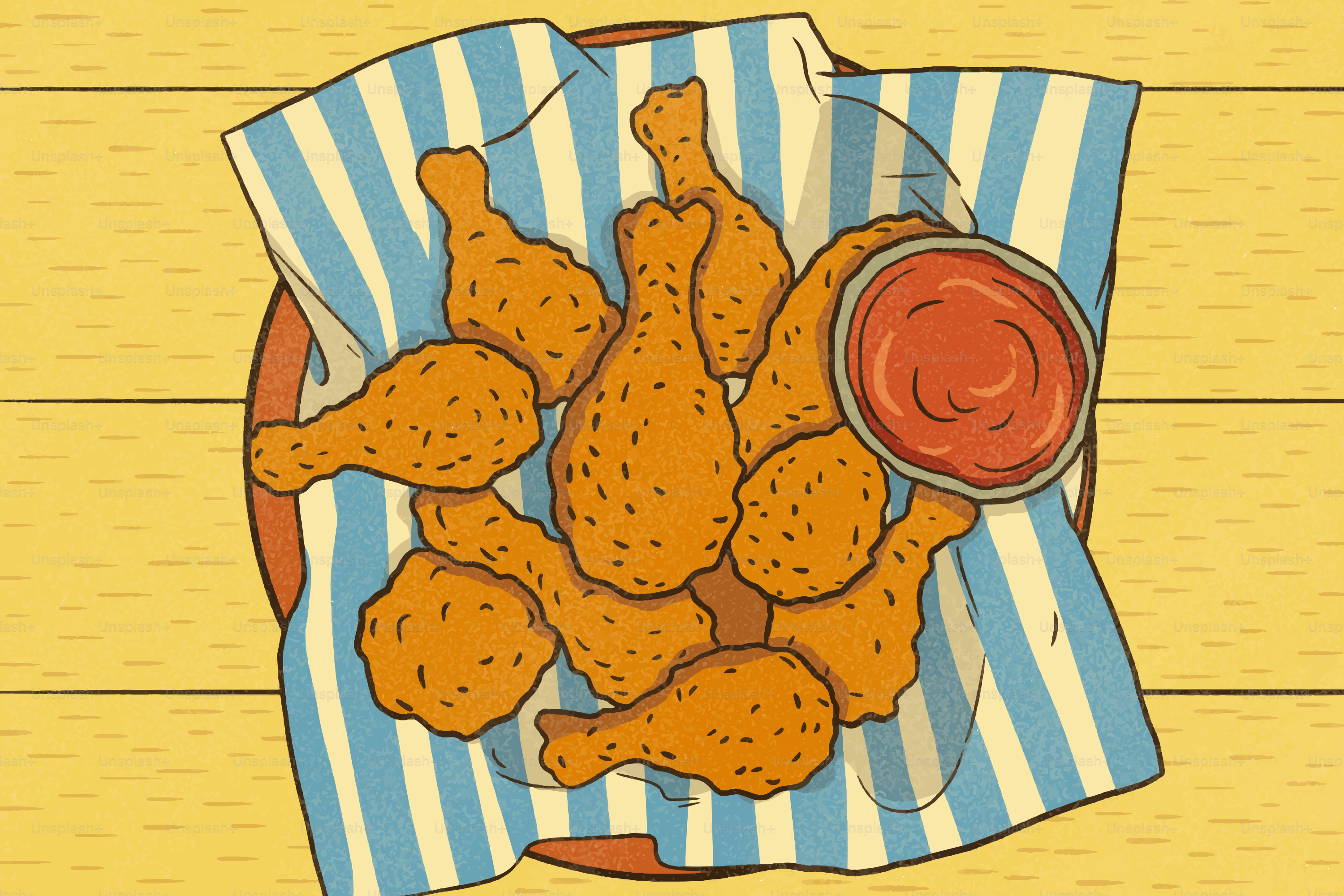 Basket of fried chicken with dipping sauce
