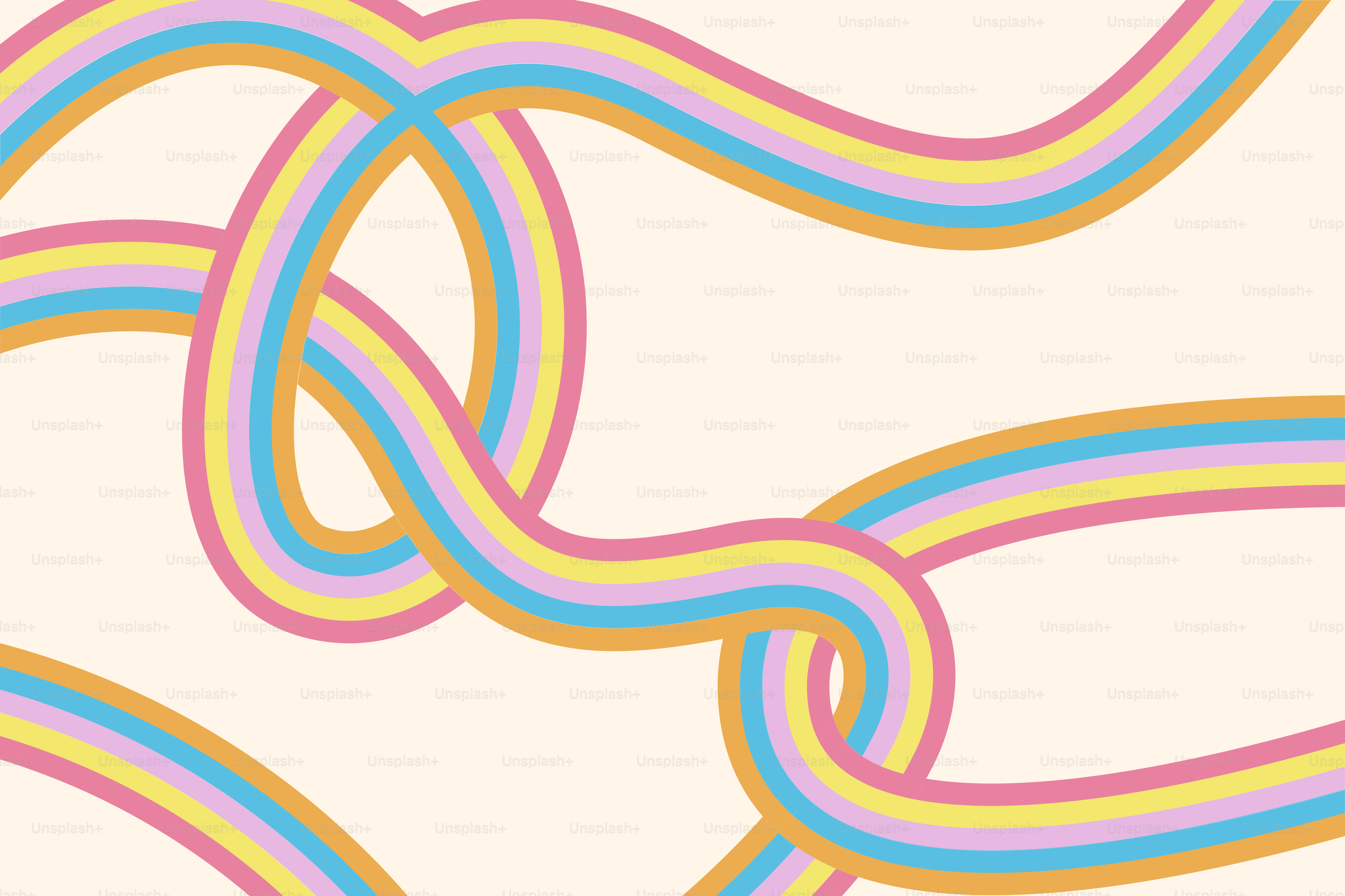 Pastellfarbene Regenbogenstreifen, die sich auf einem cremefarbenen Hintergrund verflochten