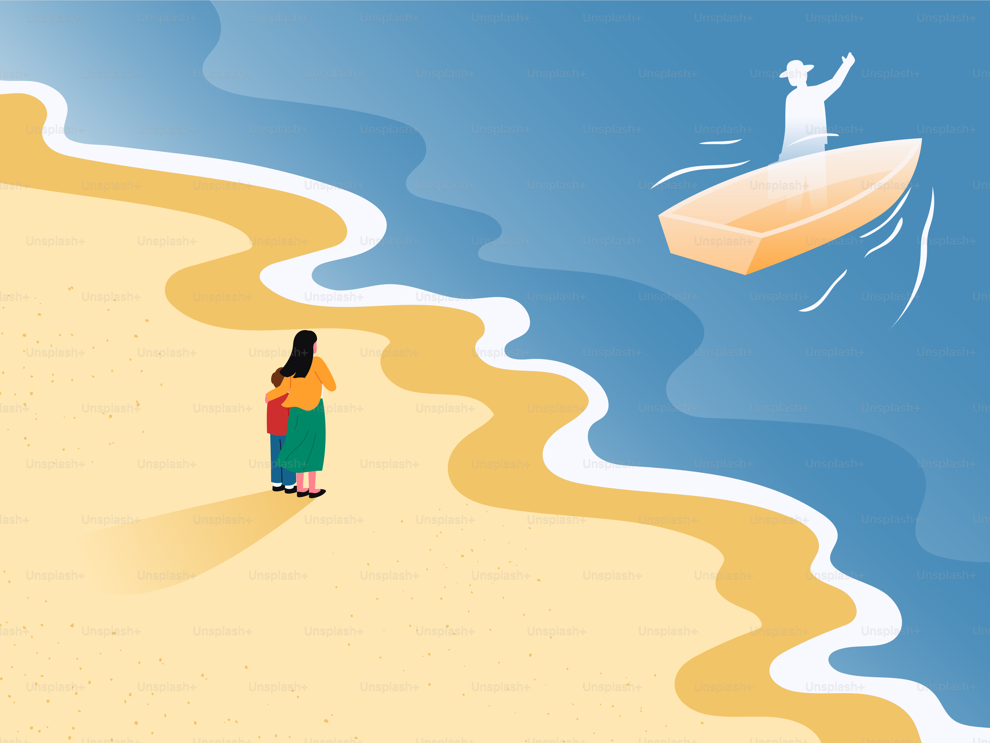 Person watches overturned boat on the shore