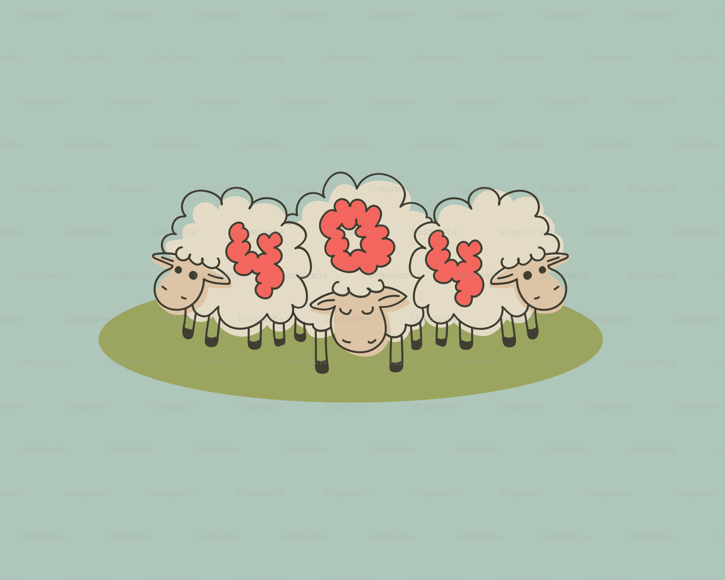 Three sheep with 404 on their backs