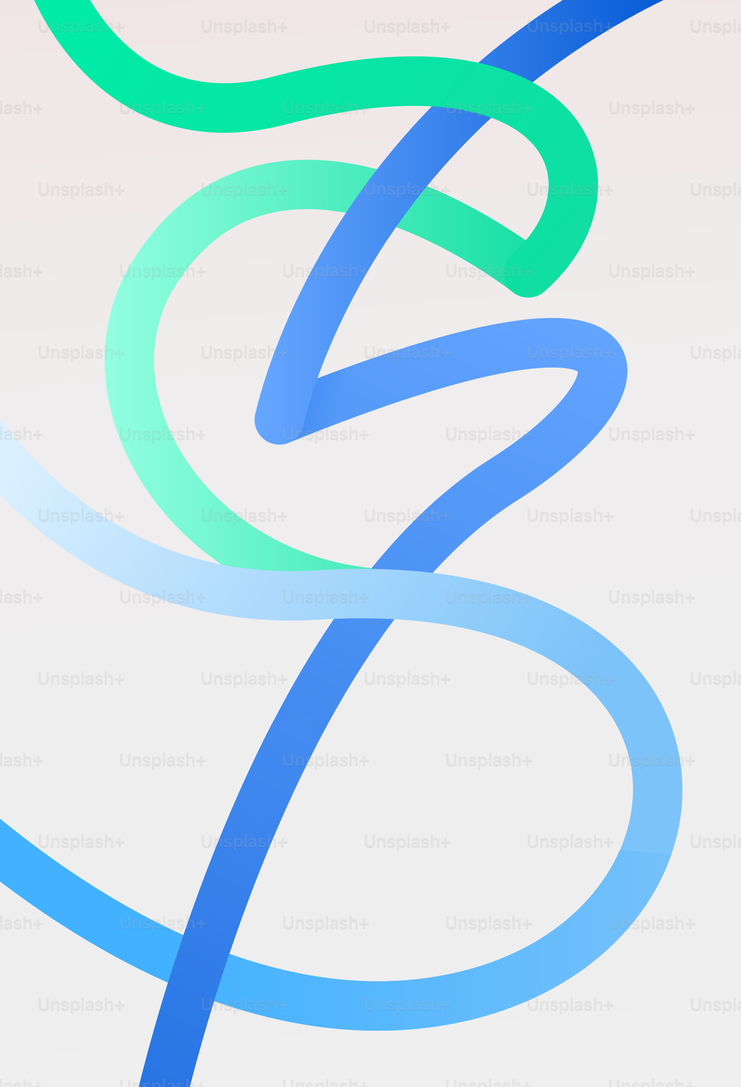 Abstract flowing lines in blue and green on white