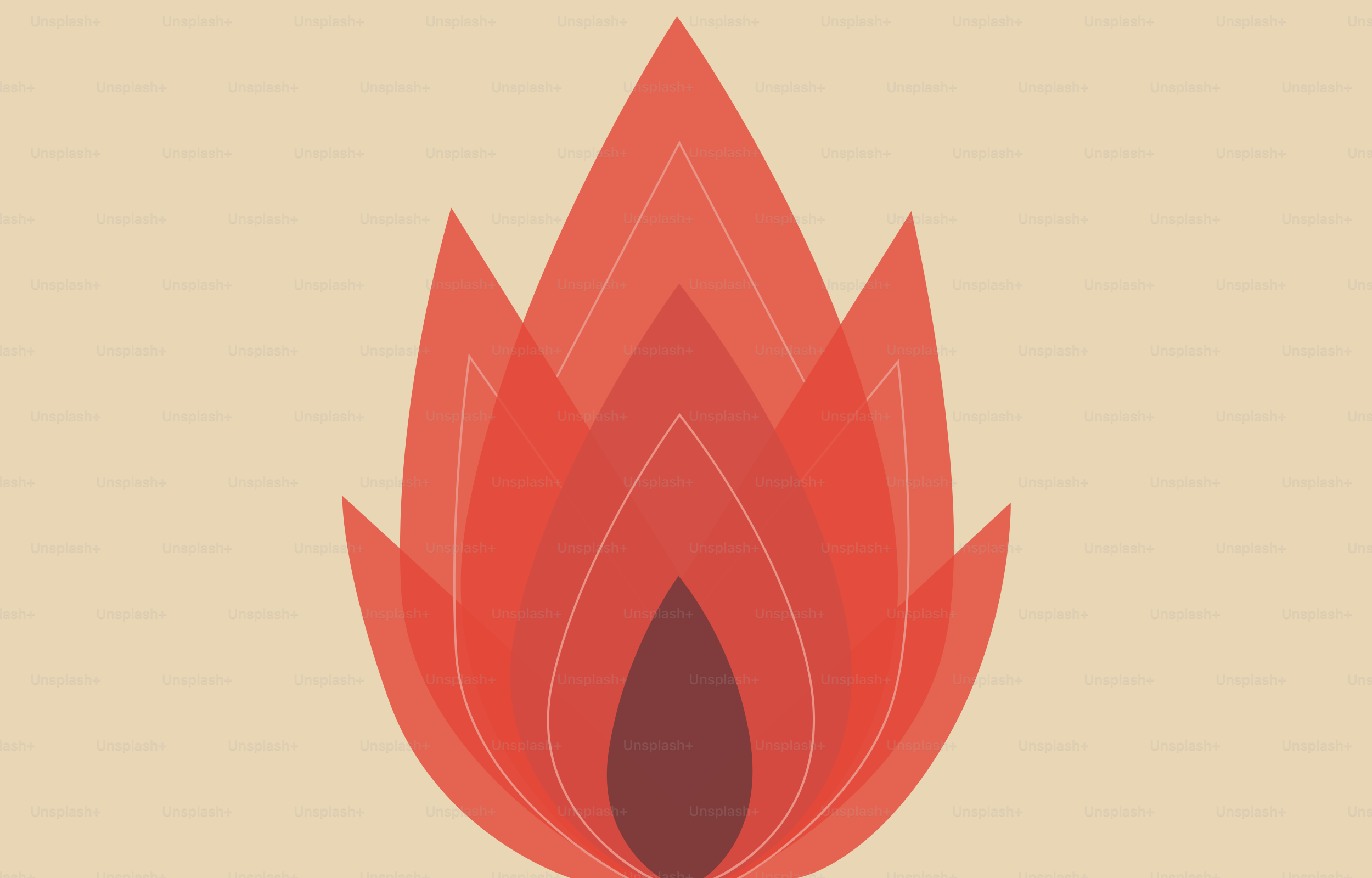 Stylized red flame on a beige background