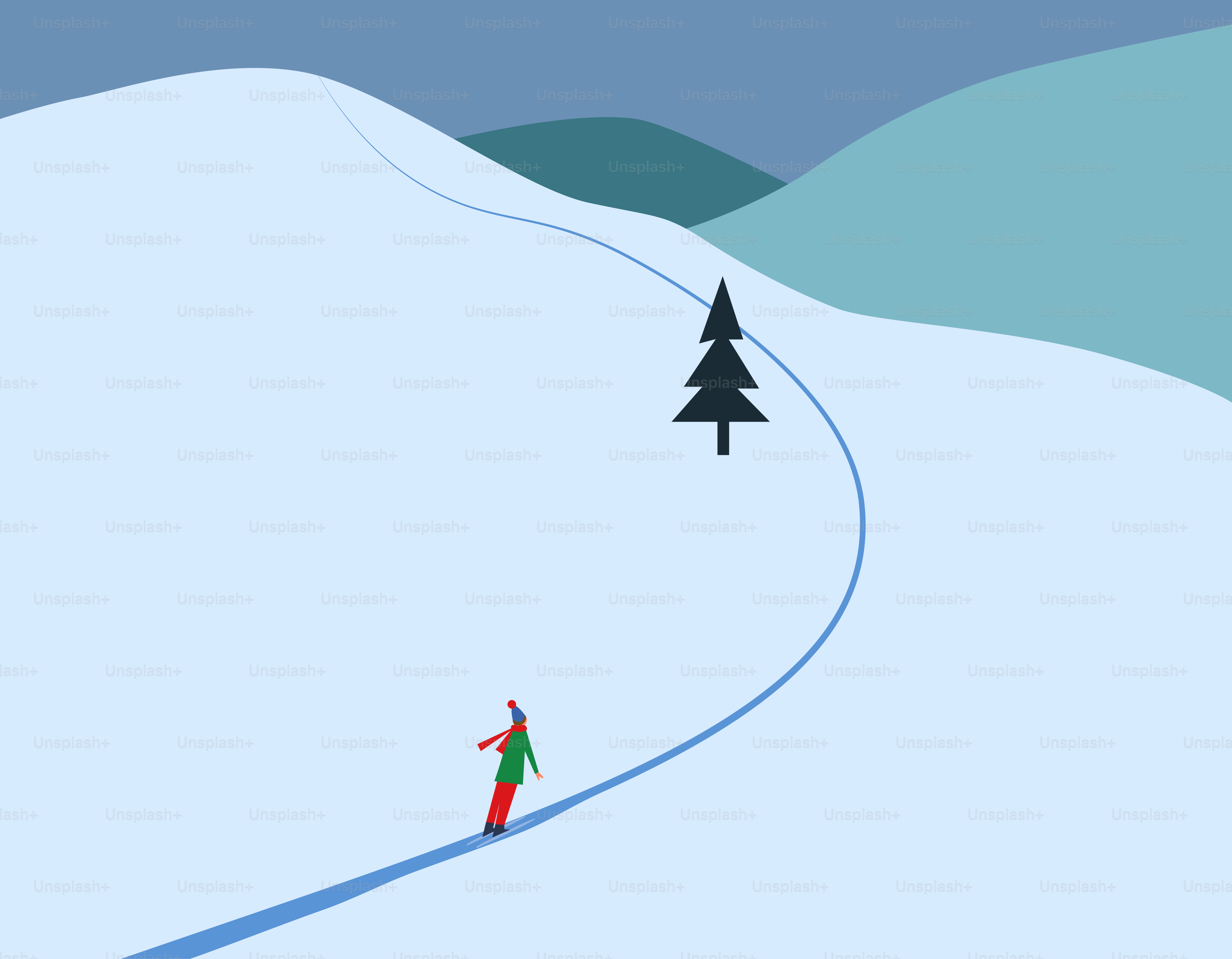 스키어가 눈 덮인 산비탈을 내려간다. 벡터 – Unsplash의 겨울 이미지