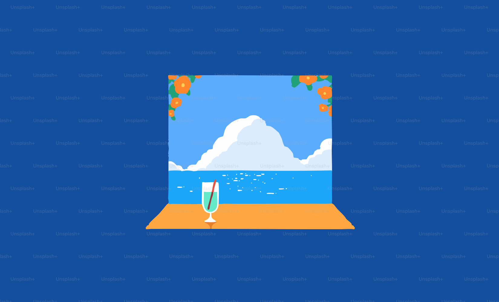 Un verre au bord de l’océan avec vue sur la montagne.