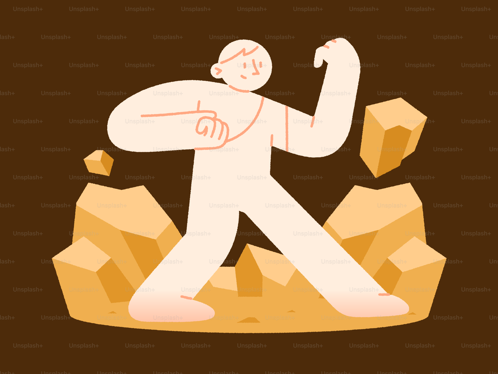 Stylized figure breaking through rocks with power vector – Earth Image ...