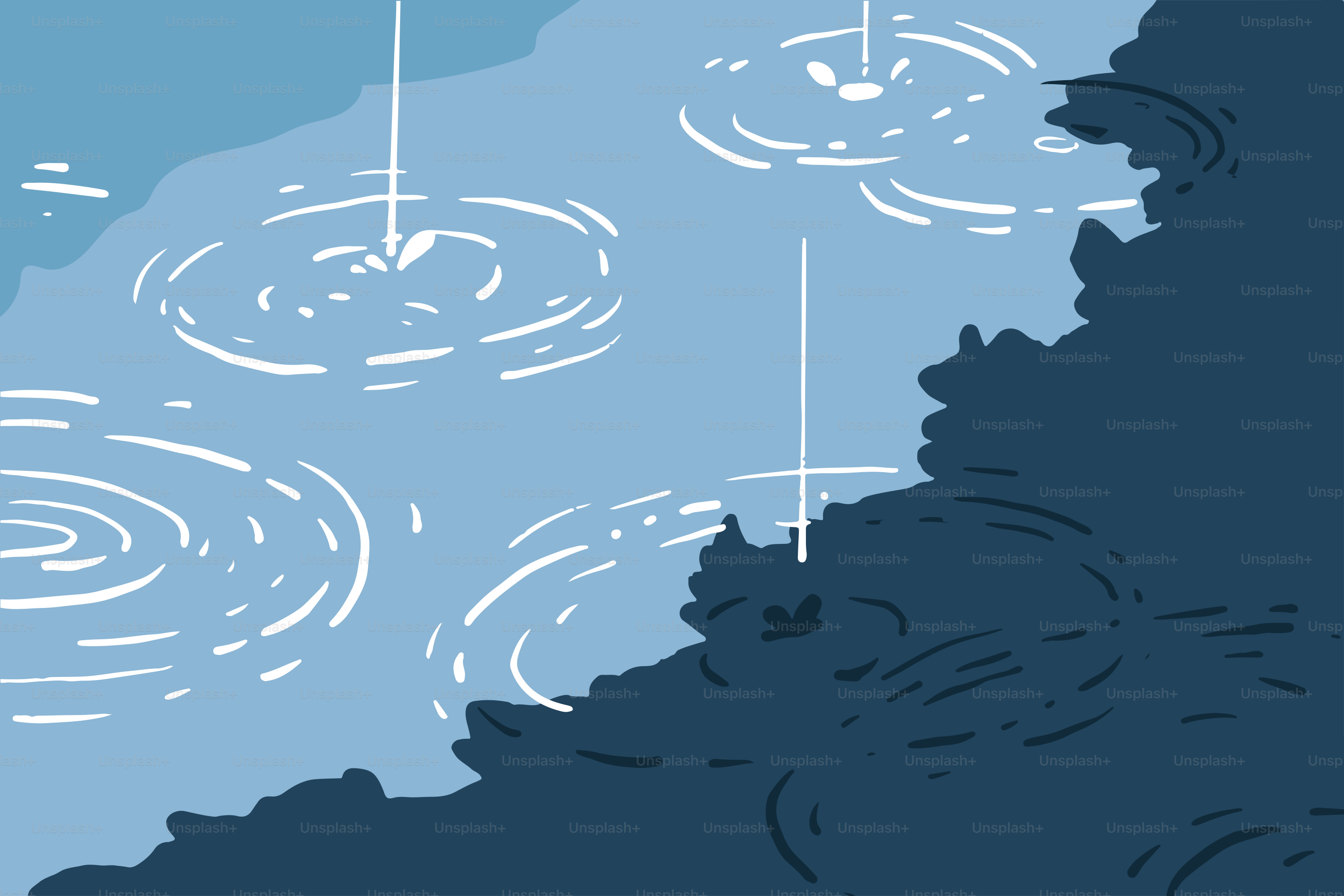 Raindrops creating ripples on a blue surface. vector – Rain Image on  Unsplash, image size:3000x2000