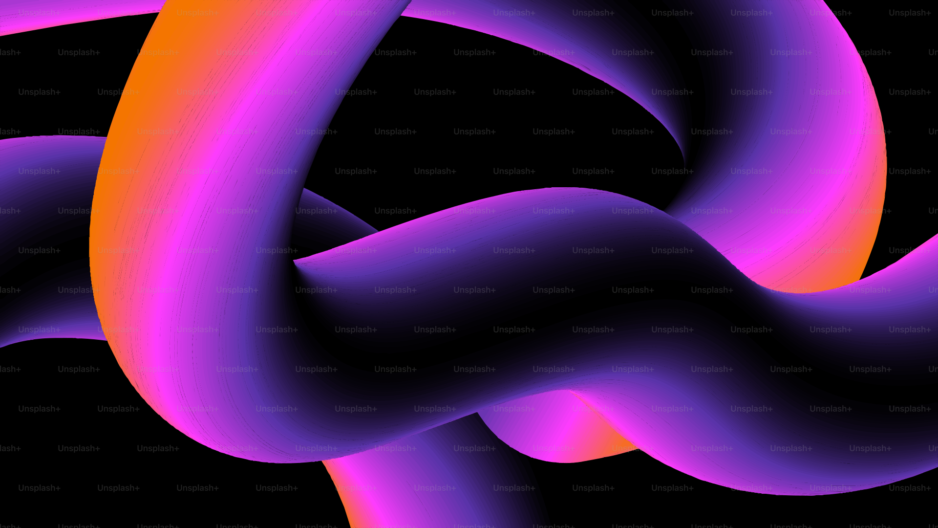 Abstract flowing tubes with vibrant purple and orange gradients