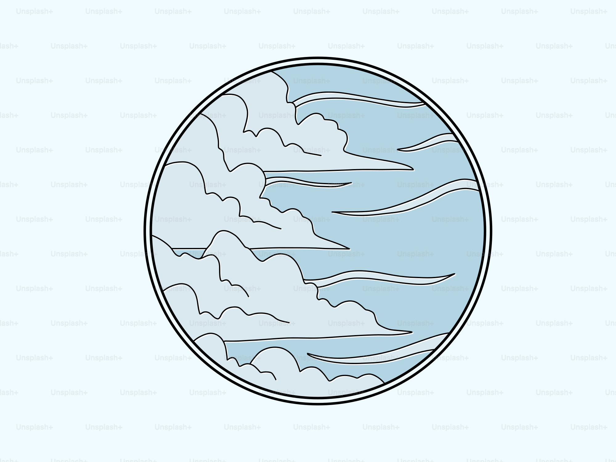 Stylized clouds in a circular frame