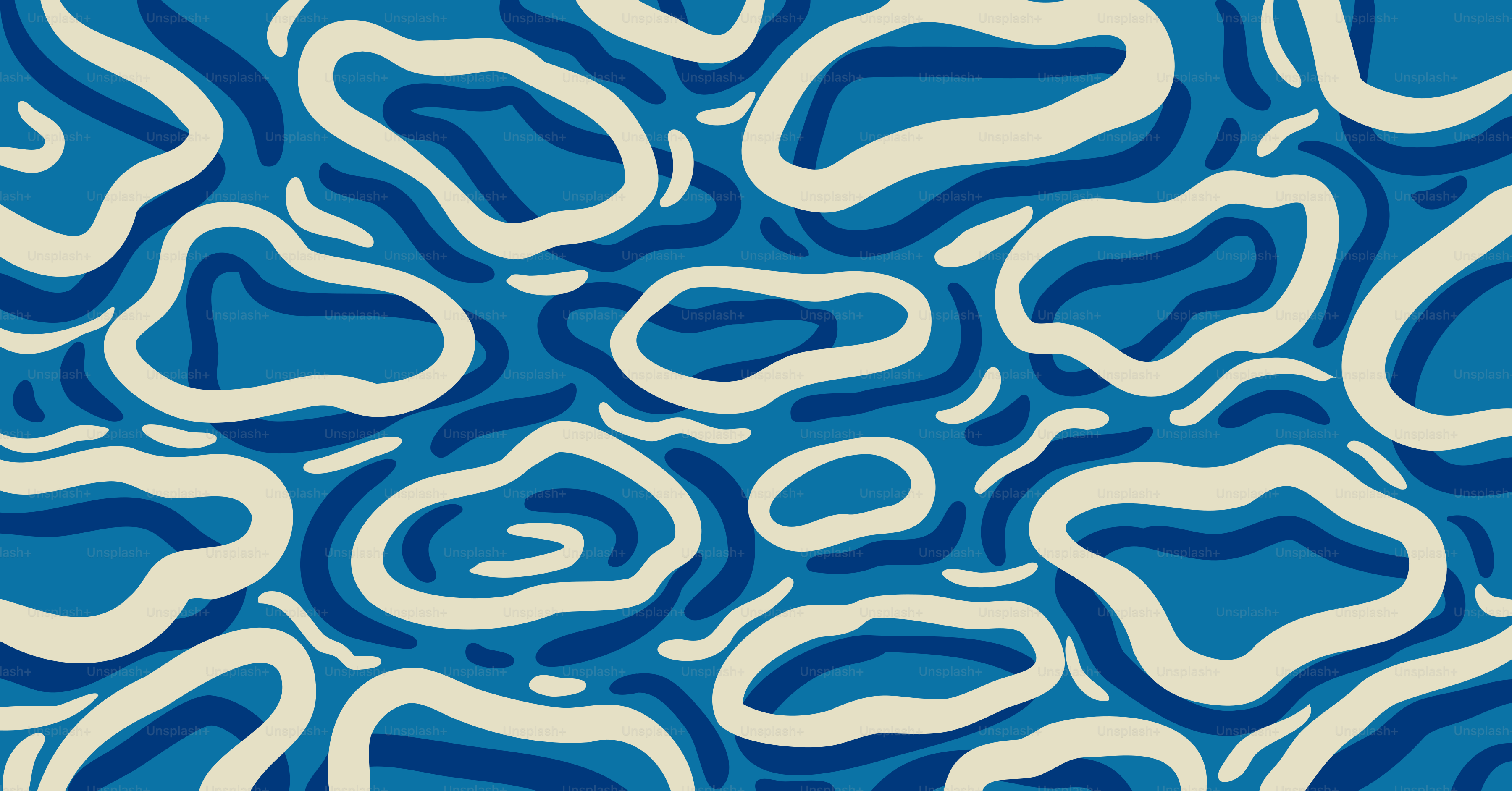 Abstract pattern of blue shapes with white outlines