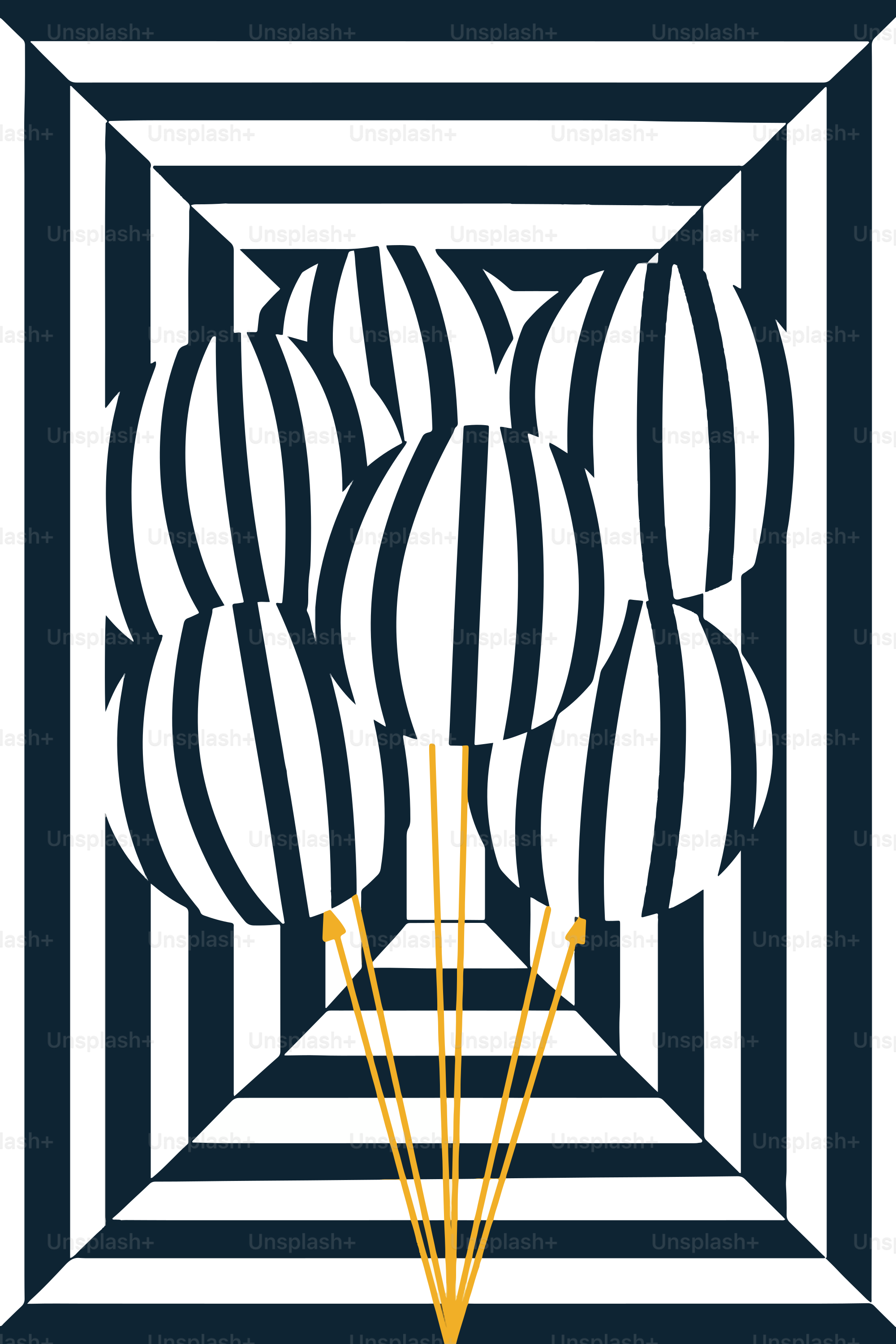 Black and white striped balloons with gold strings