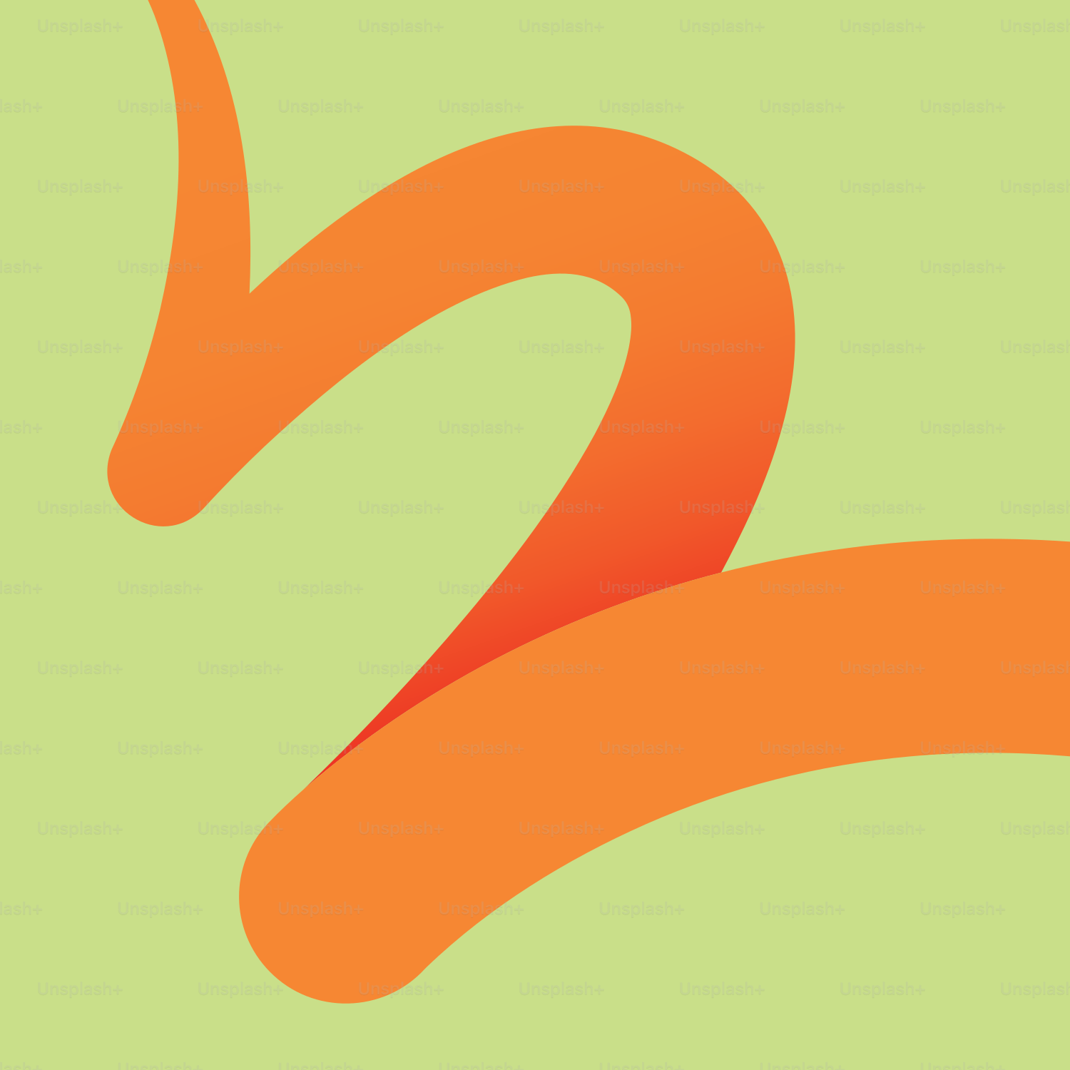 Abstract orange swirl on a light green background