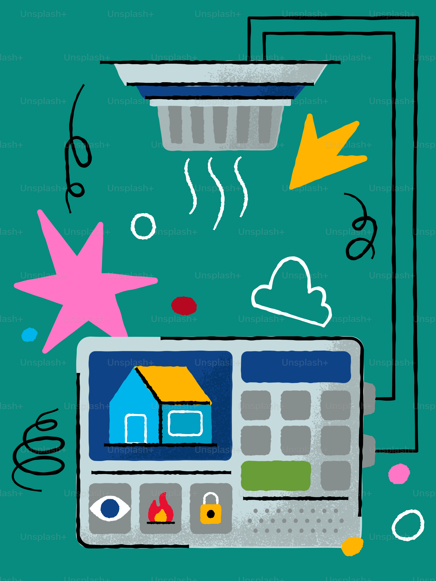 Smoke detector connected to a security system