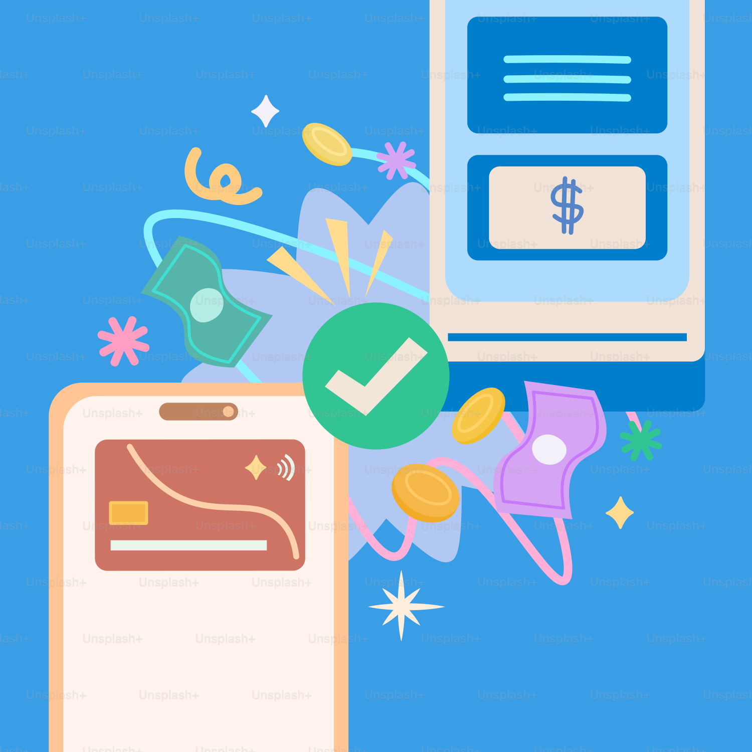 Paiement mobile avec carte de crédit et espèces