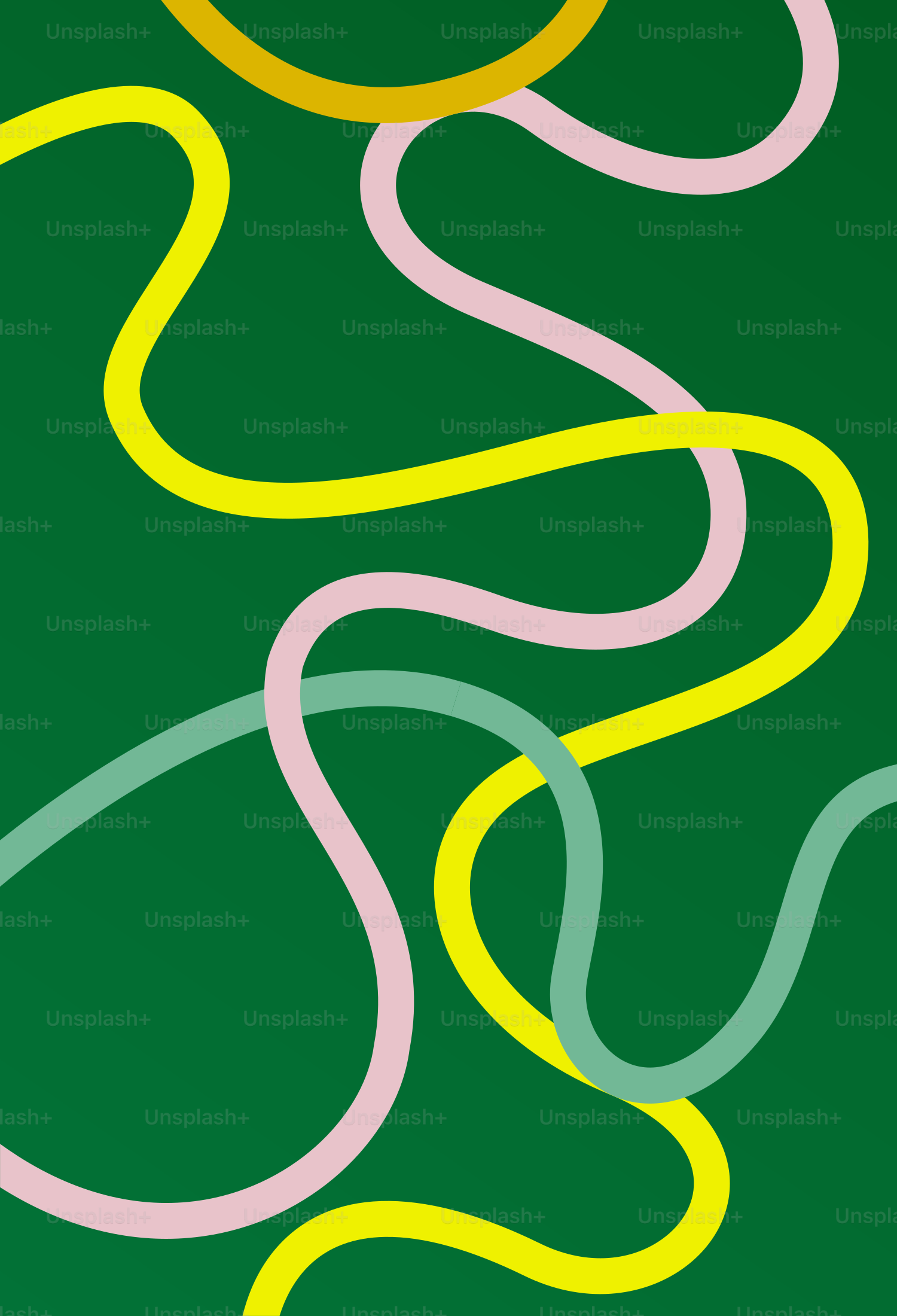 Colorful abstract curves on a green background