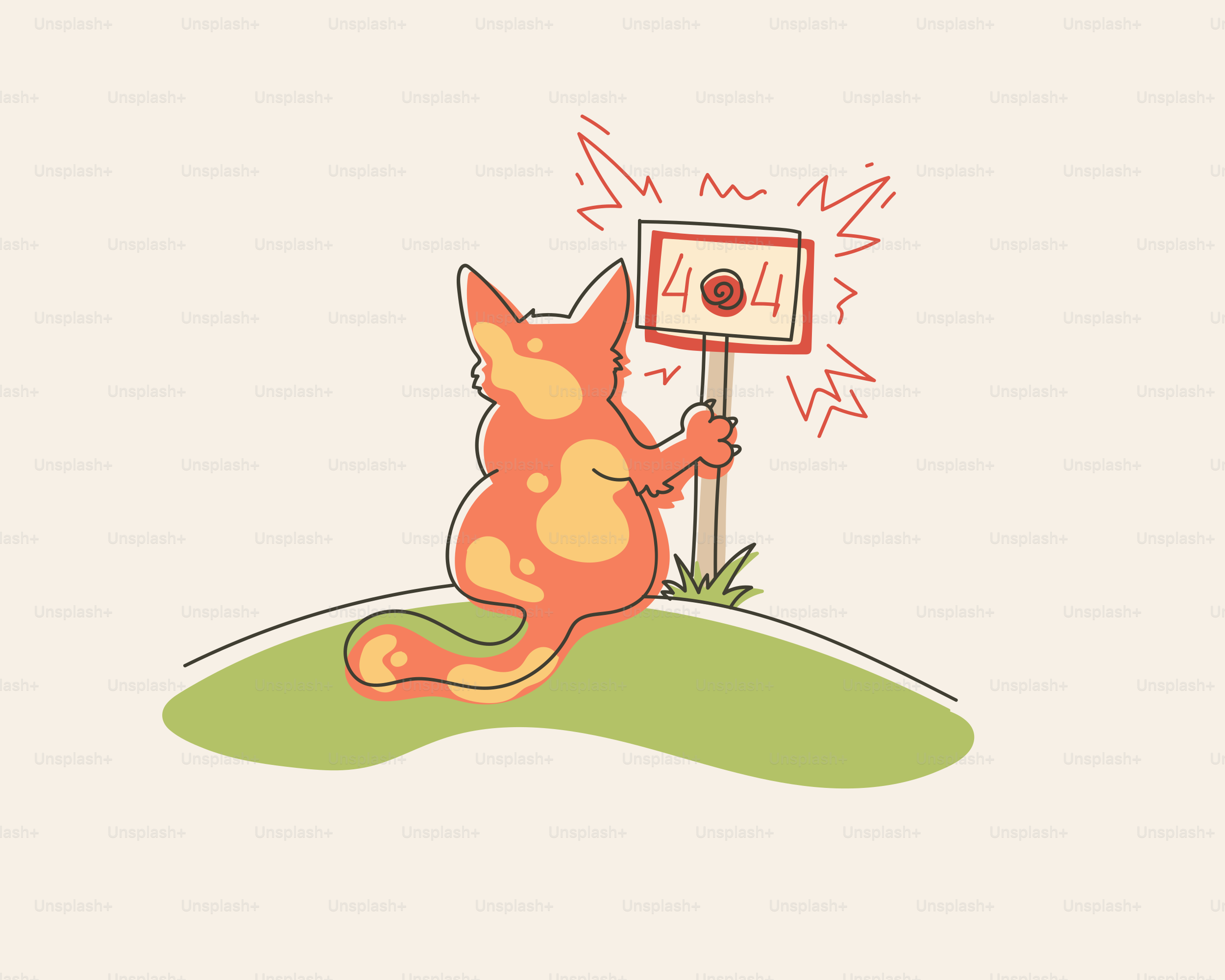 Orange cat sits near a 404 error sign
