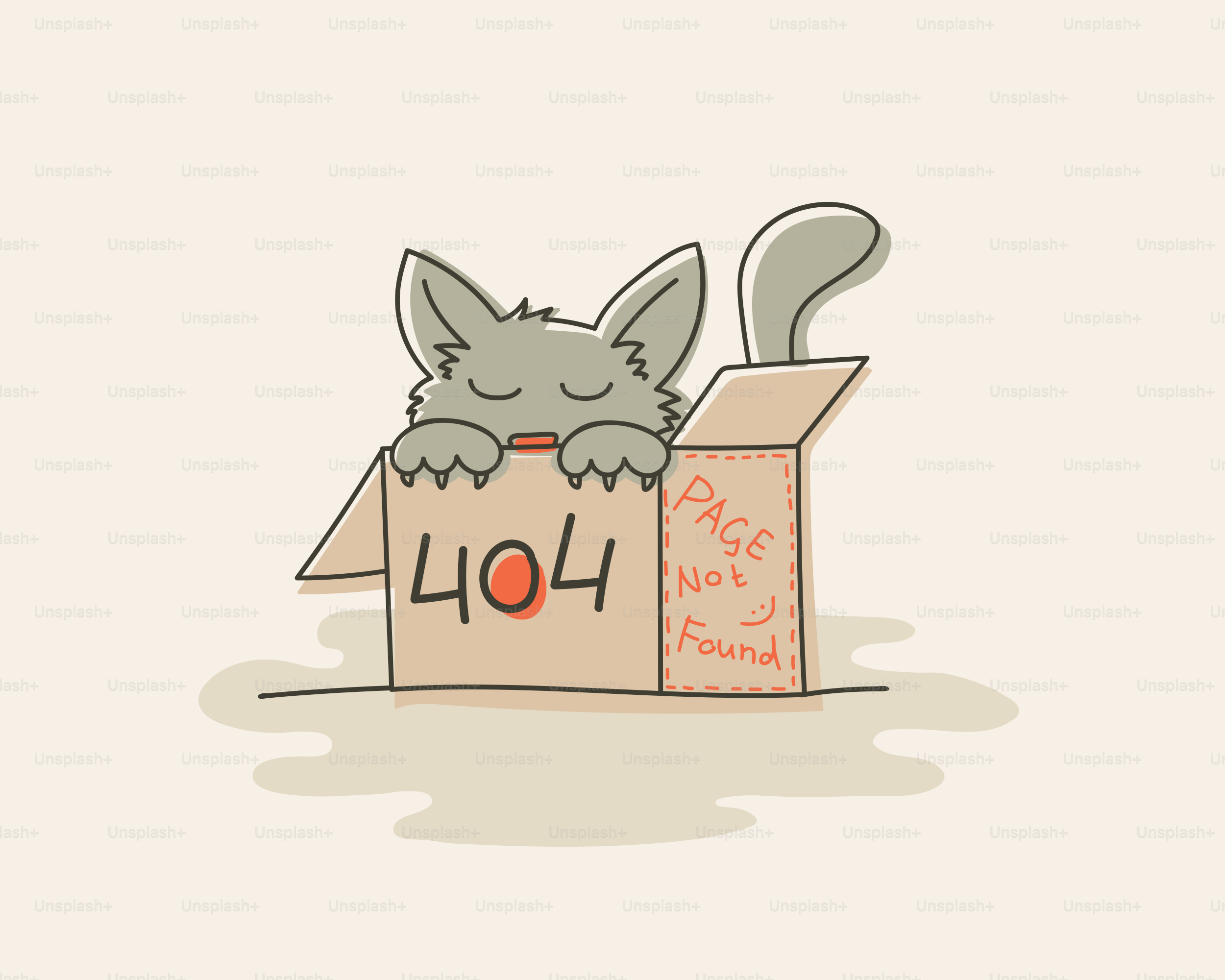 Cute cat peeking out of a box with 404 error.