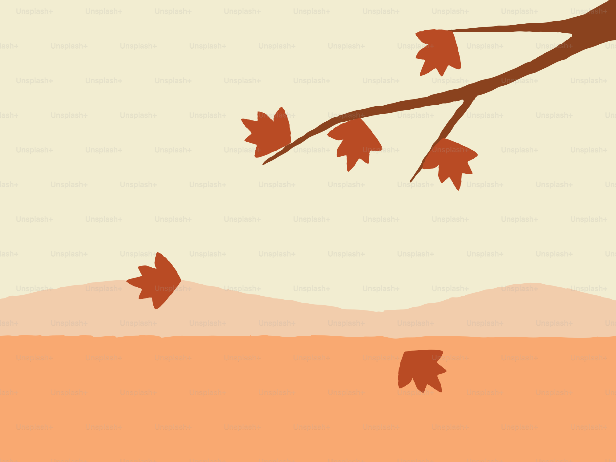 Autumn leaves falling from tree branch