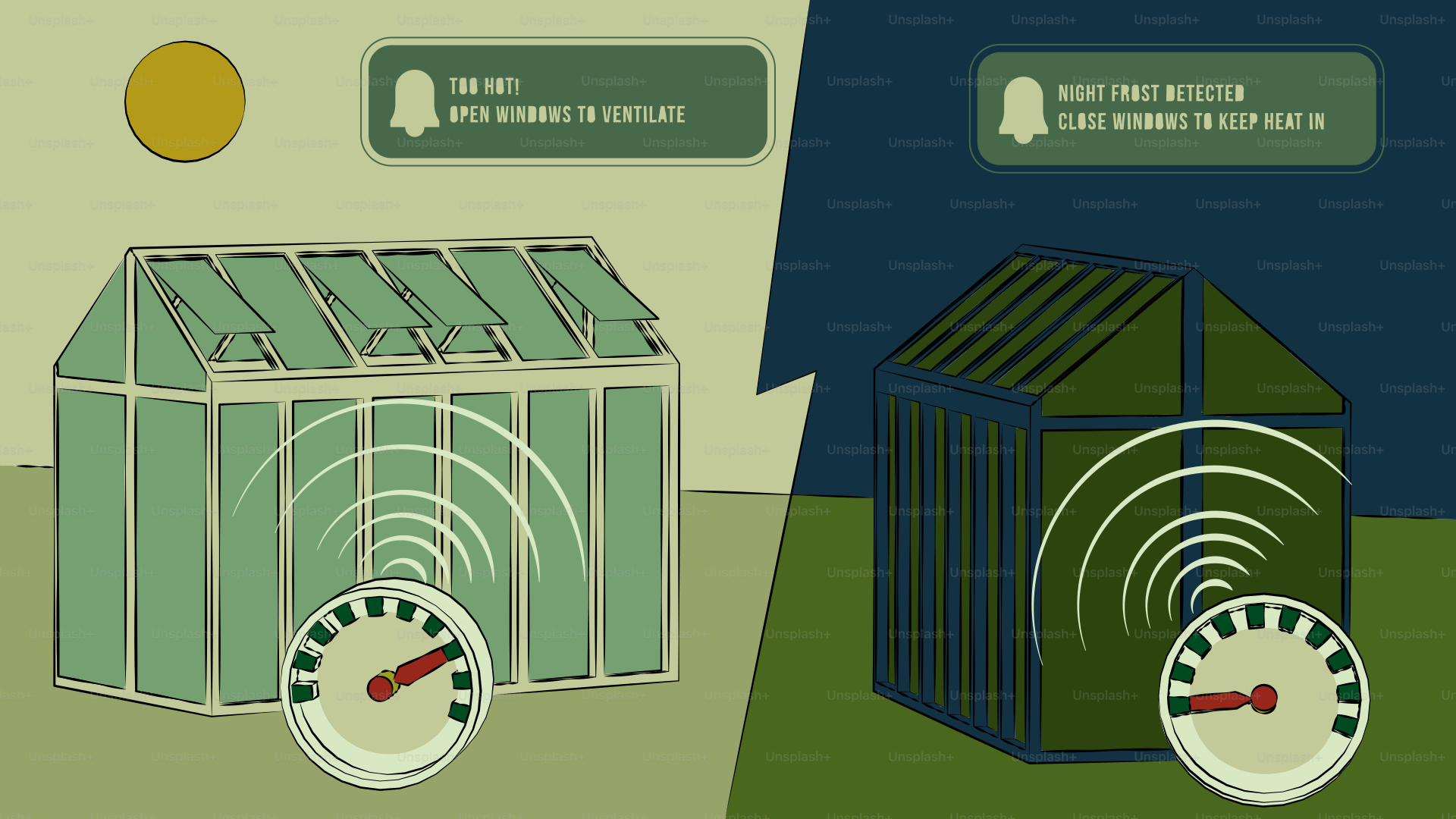 Greenhouse automation system for day and night.