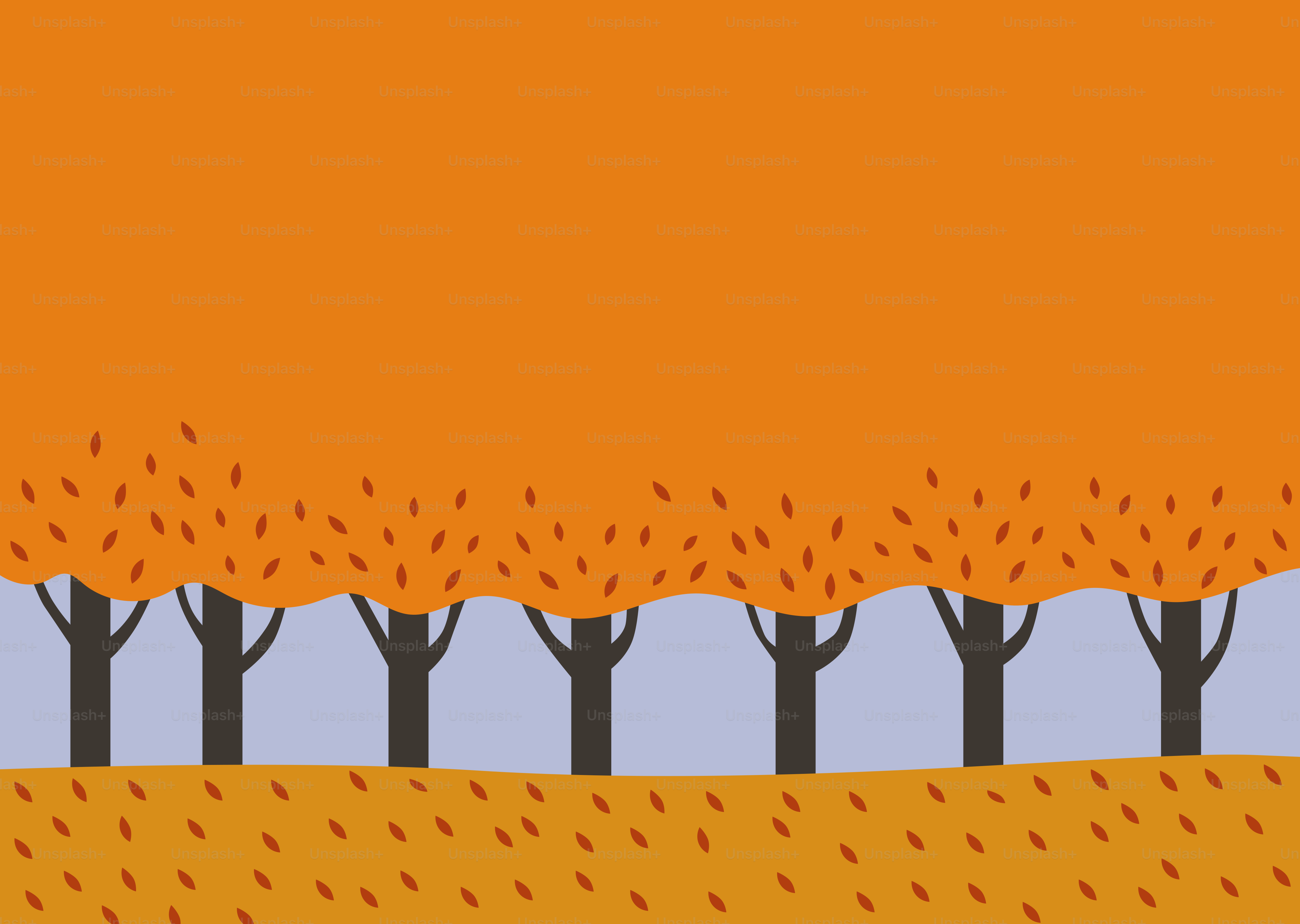 Row of trees with orange autumn foliage vector – Wallpaper Image on ...