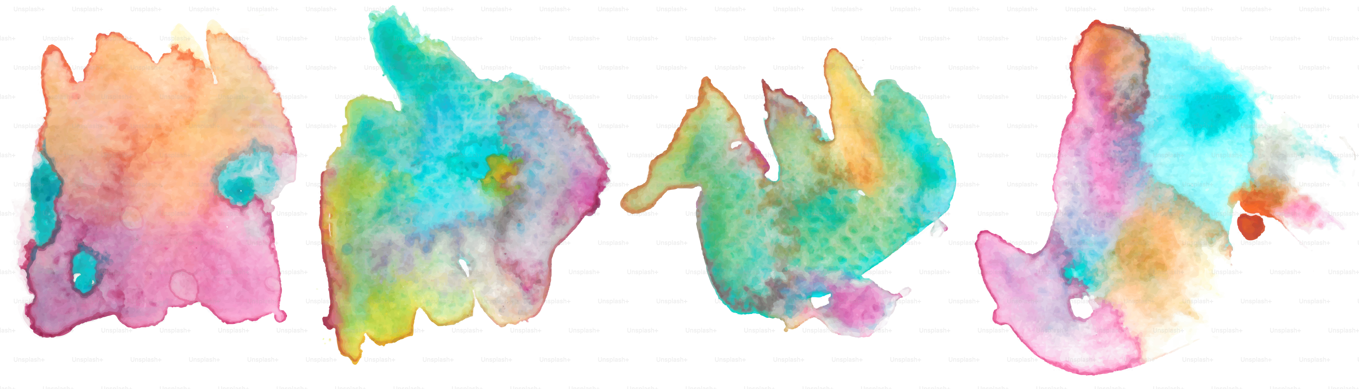Colorful watercolor splashes on a white background