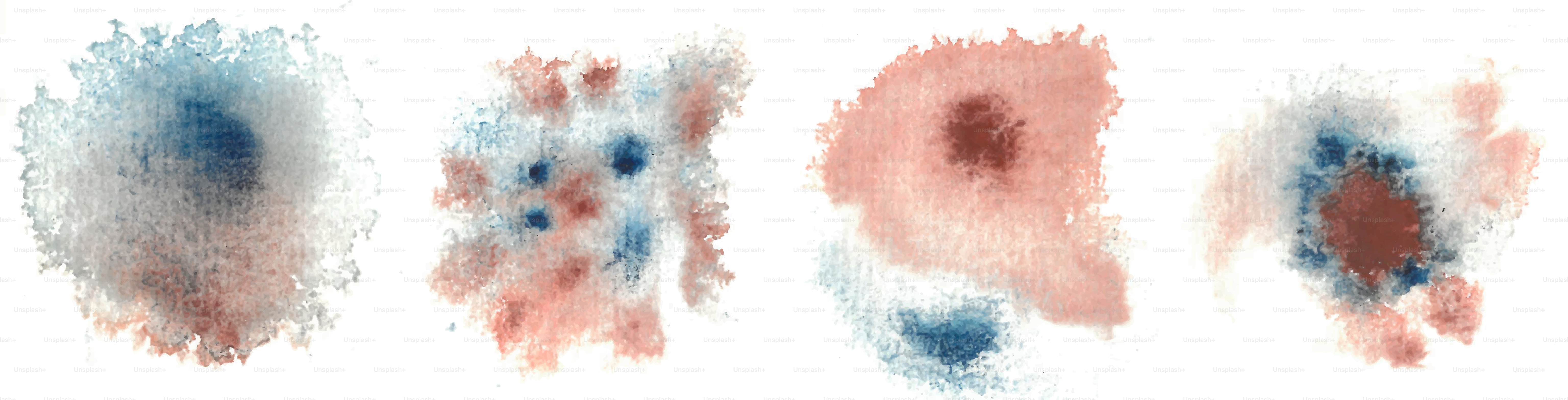 Abstract watercolor splashes in blue and brown tones