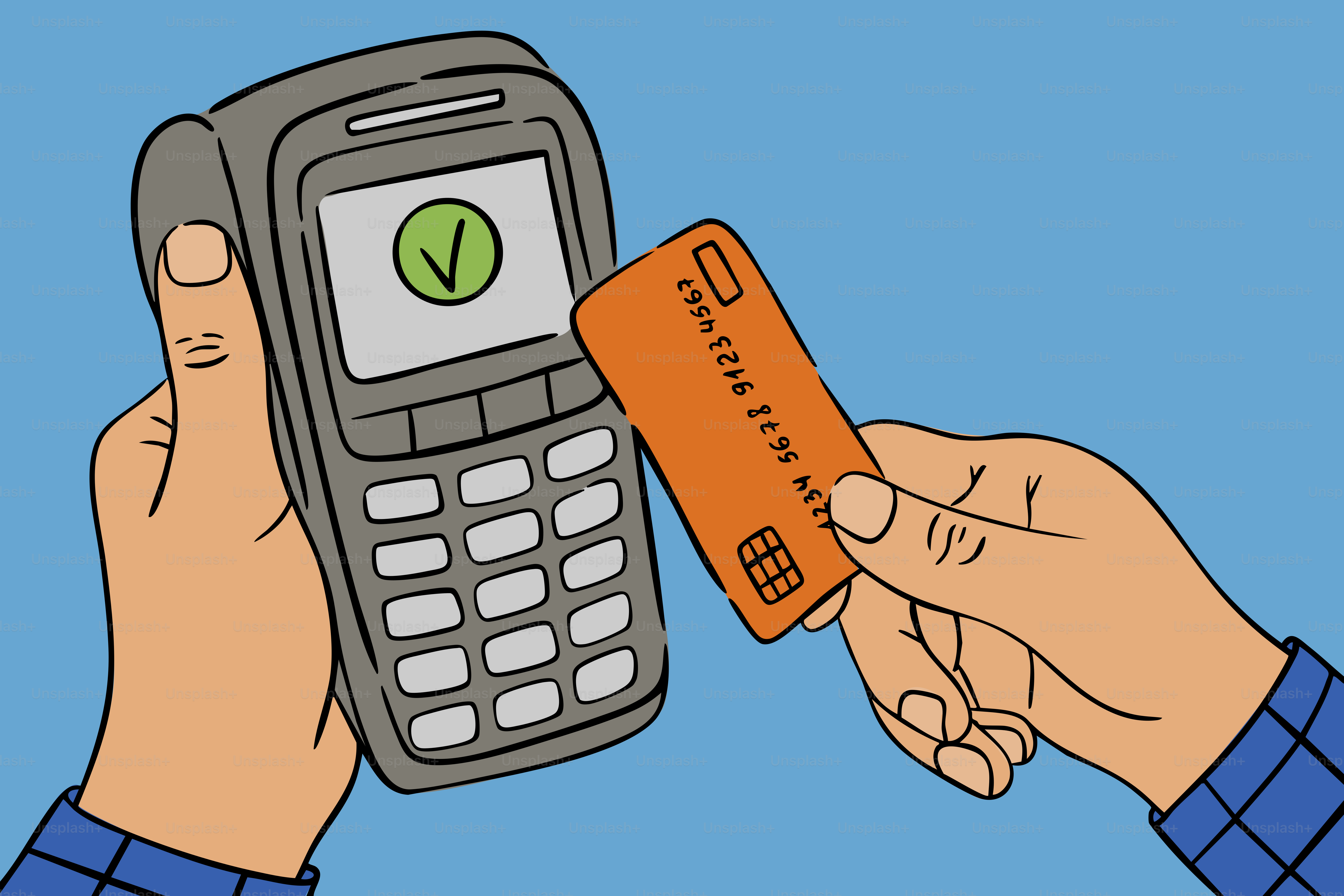 Person paying with contactless credit card at terminal