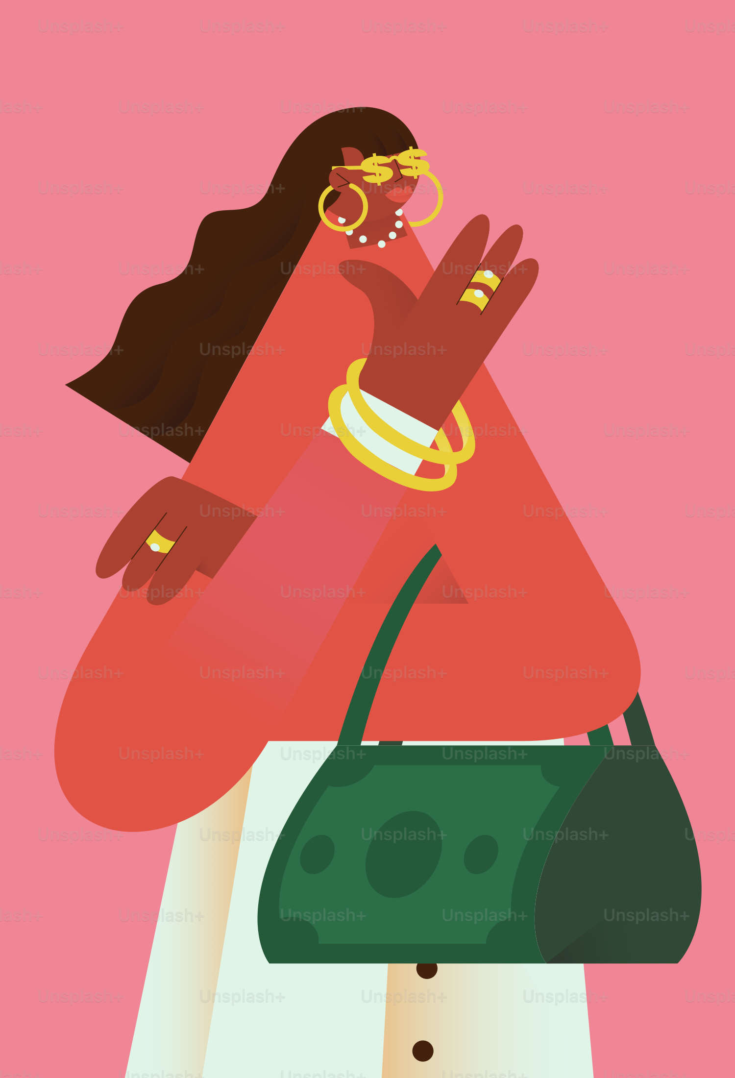 Woman with jewelry and handbag
