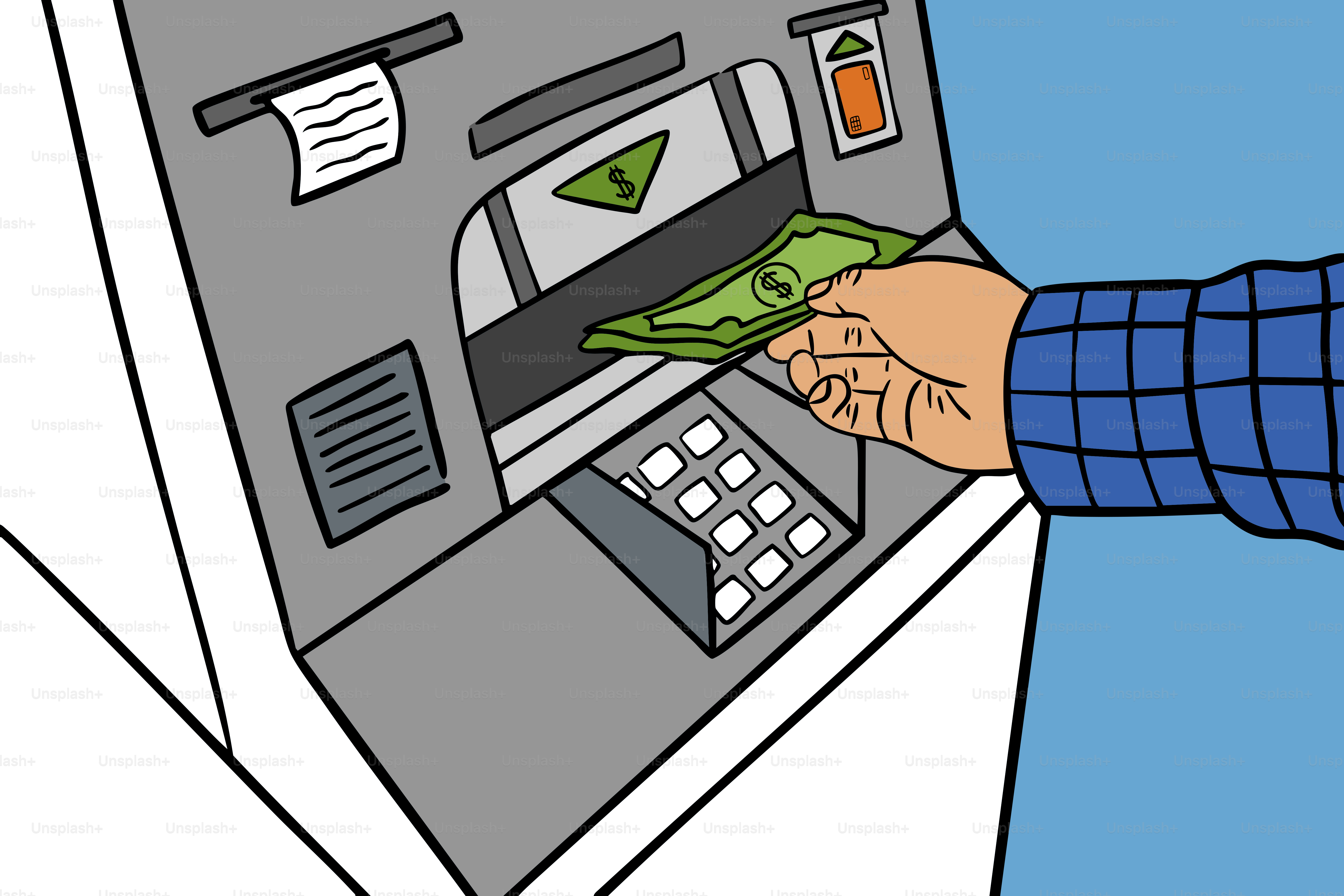 Hand inserting money into atm machine