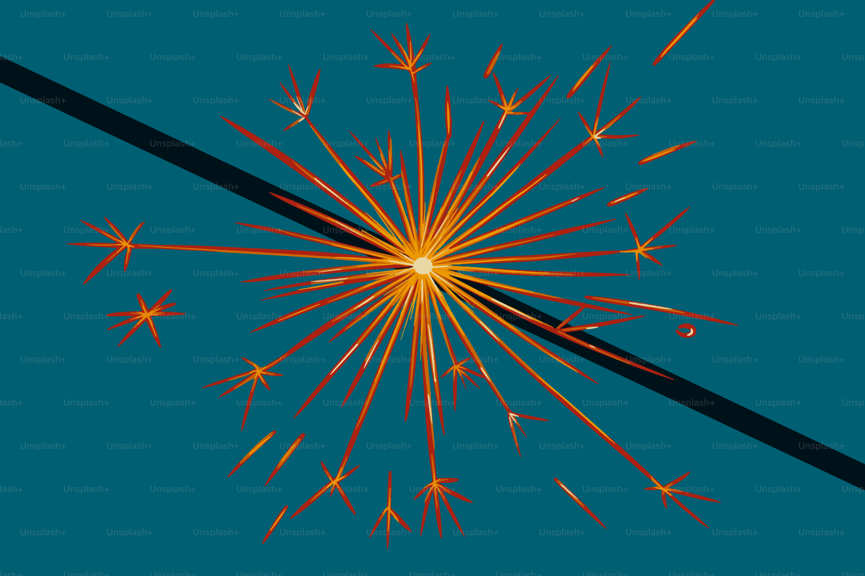 Explosion of orange light bursts against blue background