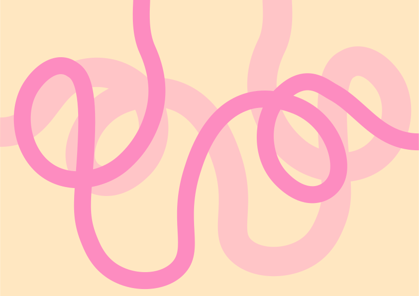 Pink ribbon abstract design on a cream background