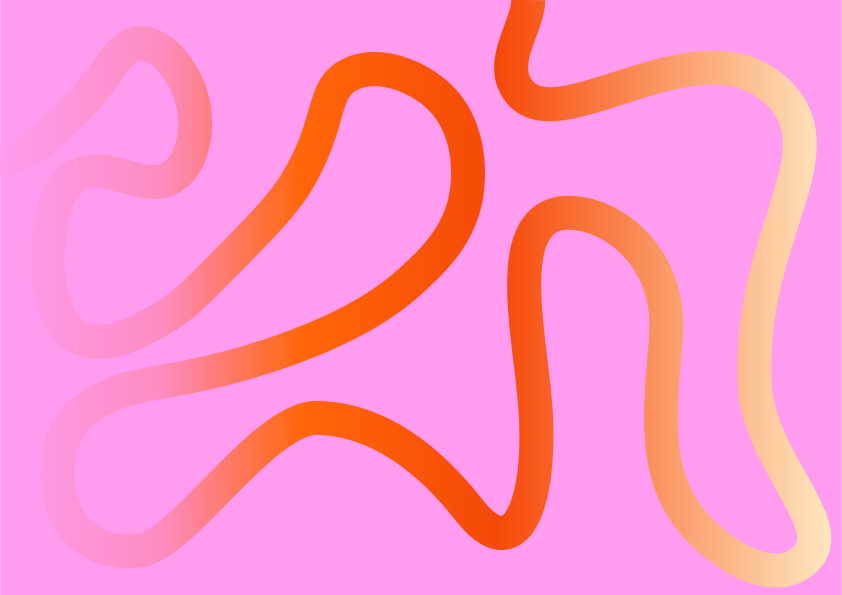 Abstrakte, fließende Linien mit Farbverläufen auf rosa Hintergrund