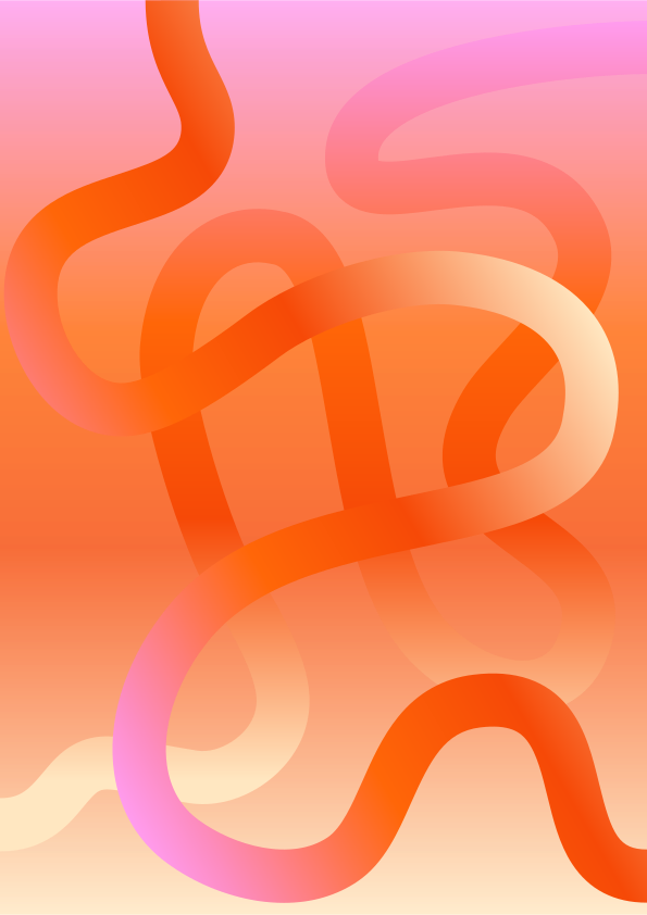 Abstract wavy orange lines on a gradient background.