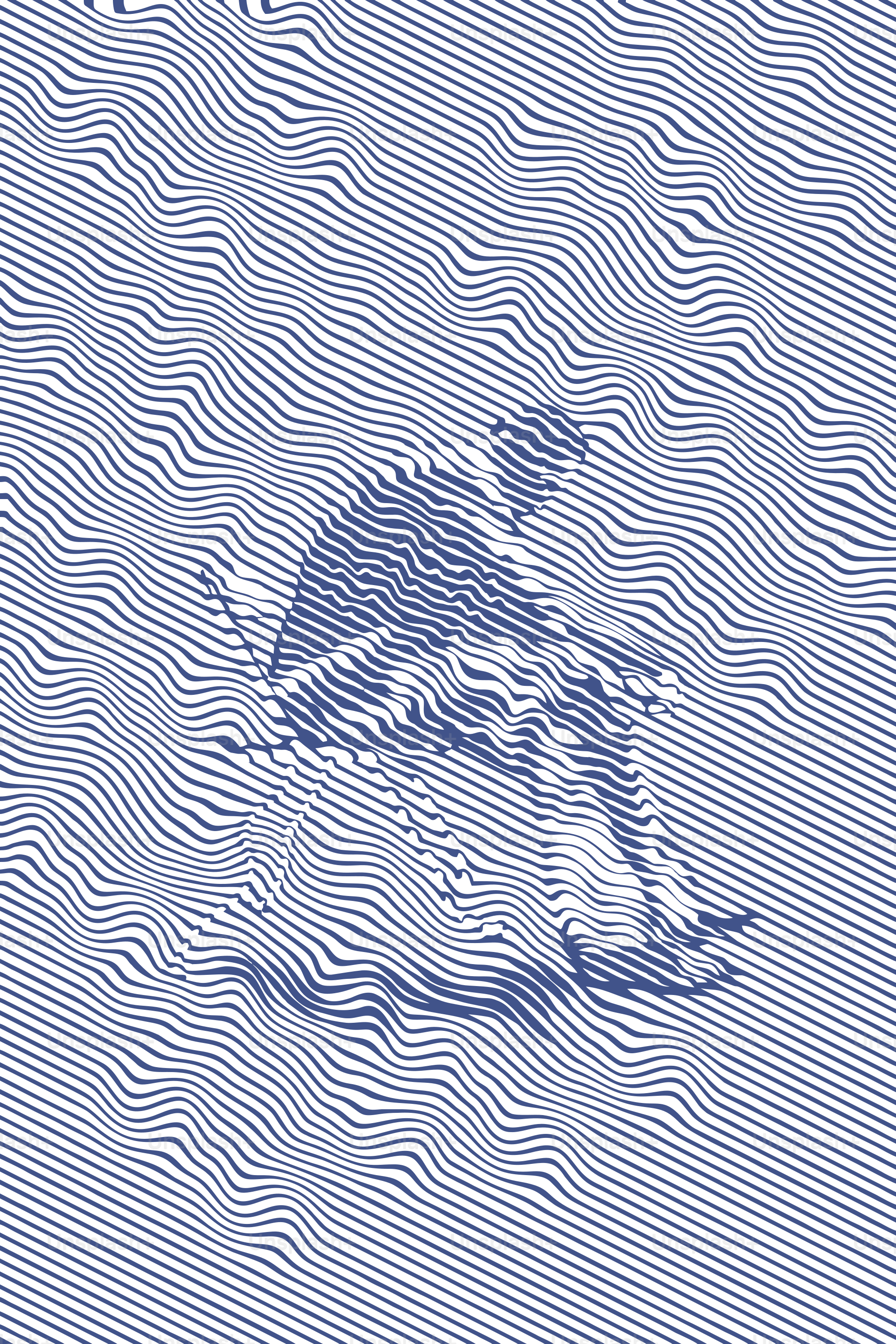 Abstract figure riding a horse with wavy lines