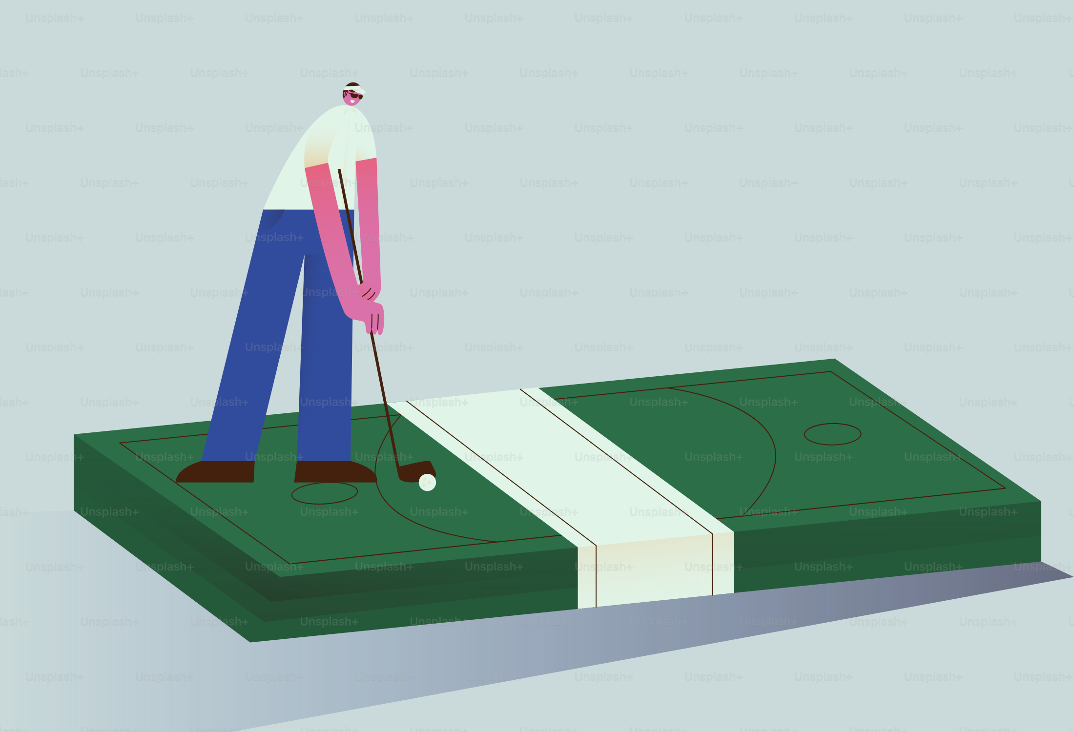 Golfer auf einem Minigolfplatz