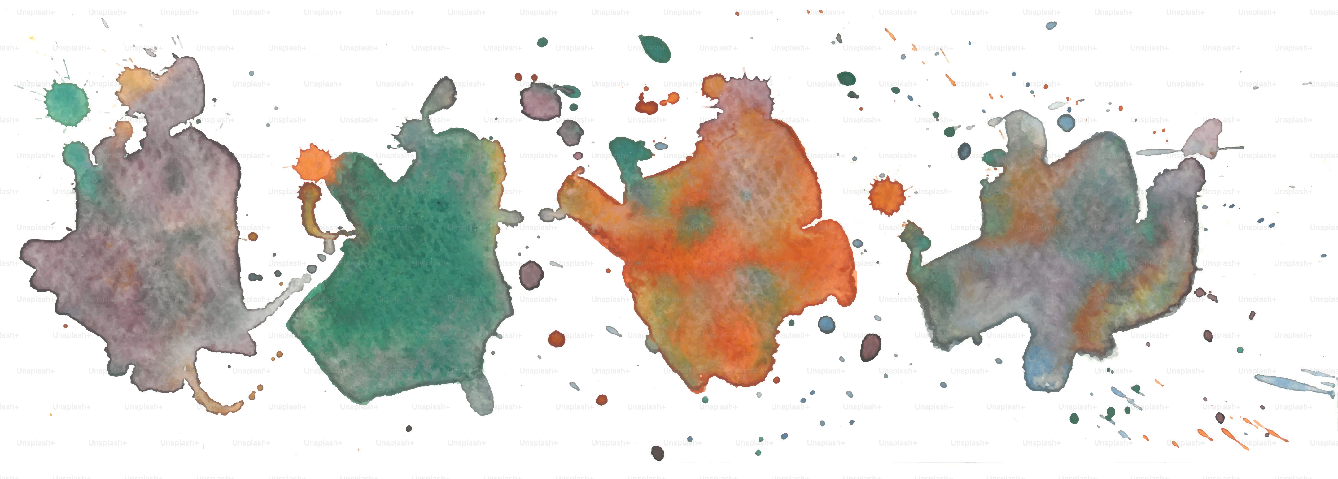 Aquarellfarbe spritzt in abstrakten Formen und Farben