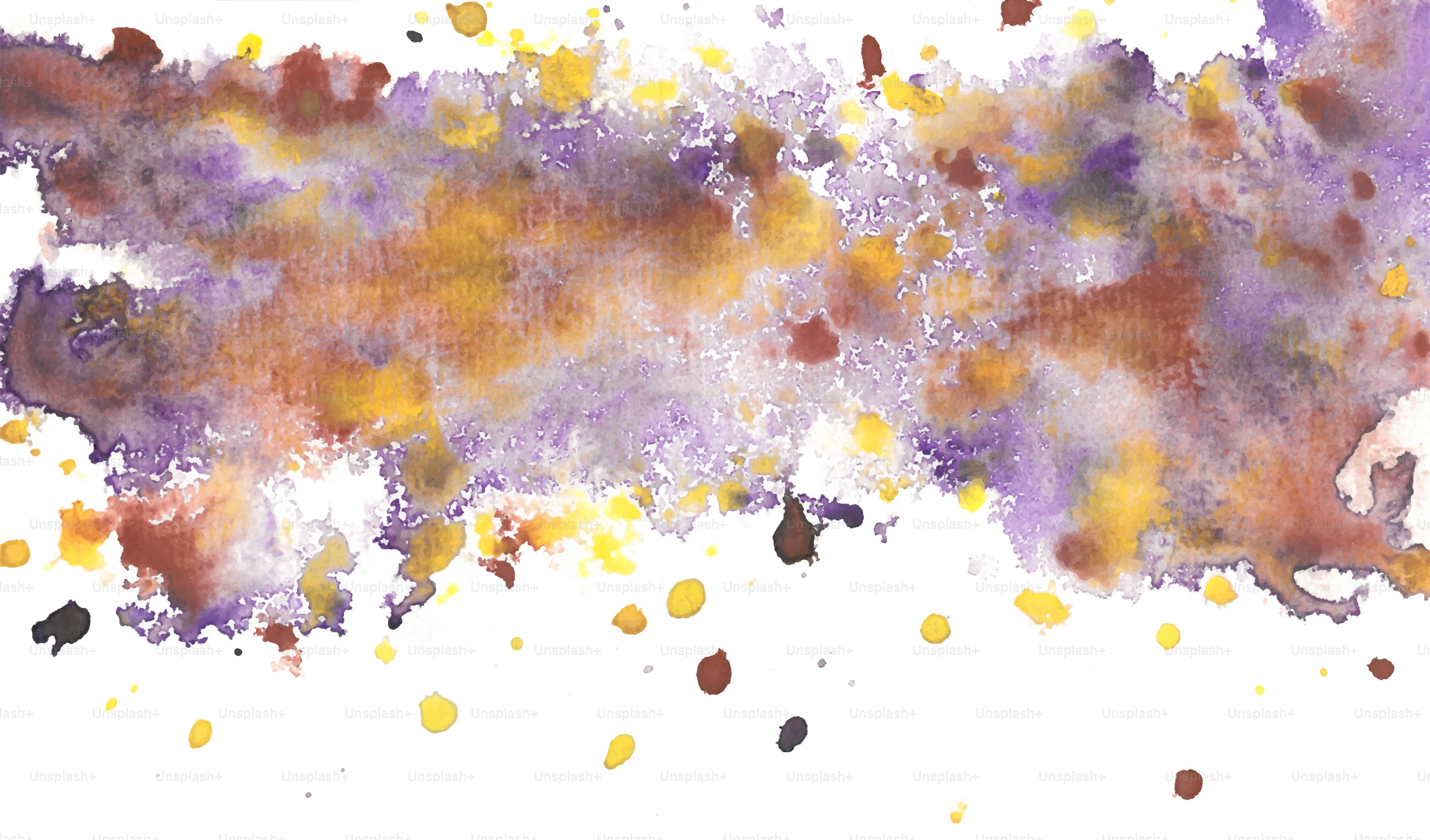 抽象的な水彩画が紫や茶色のスプラッシュを描いています。のベクター