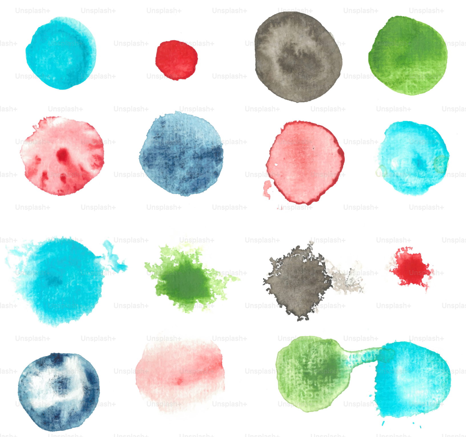 Sammlung bunter Aquarell-Farbspritzer