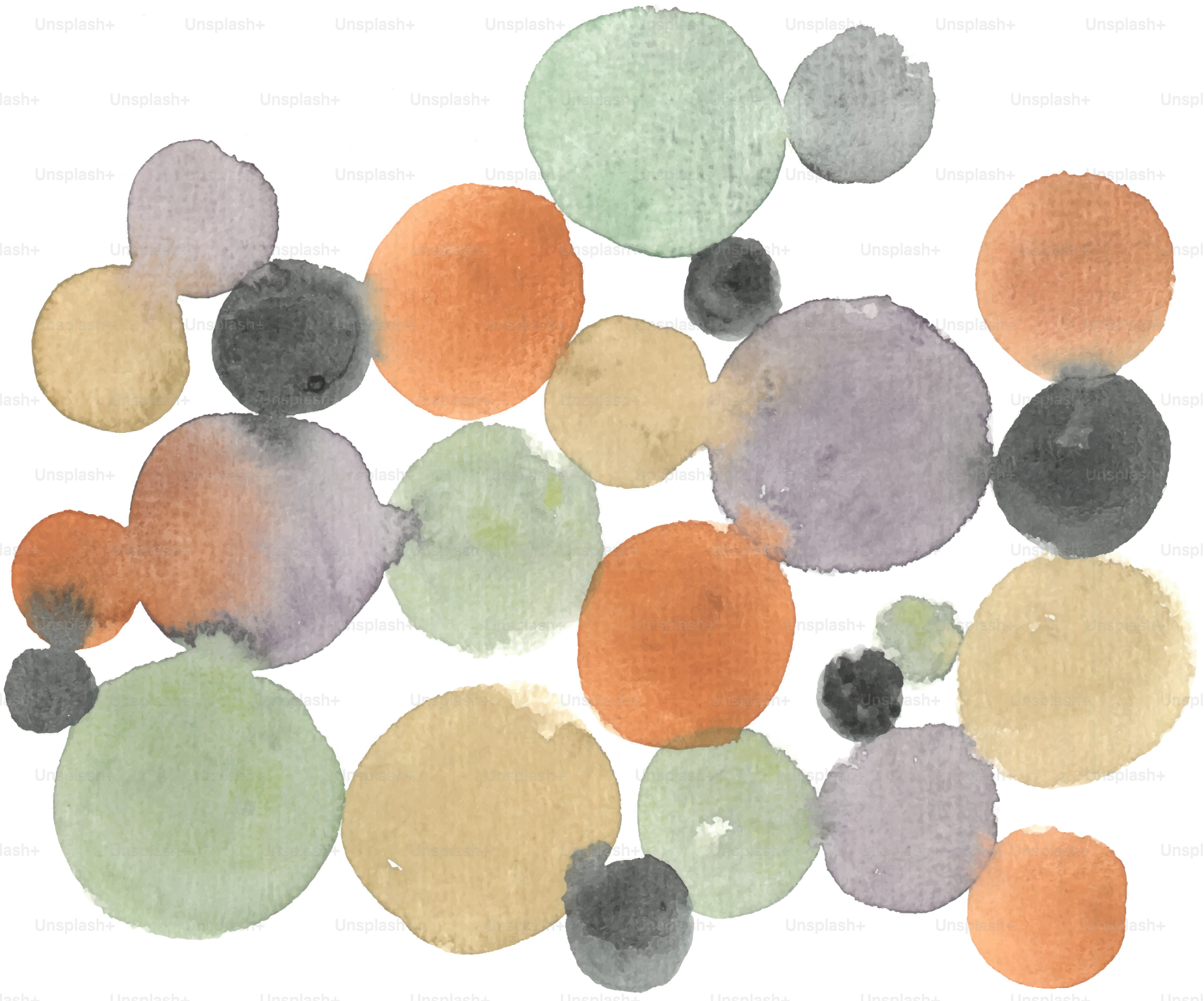 Abstrakte Aquarellkreise in verschiedenen Pastellfarben.