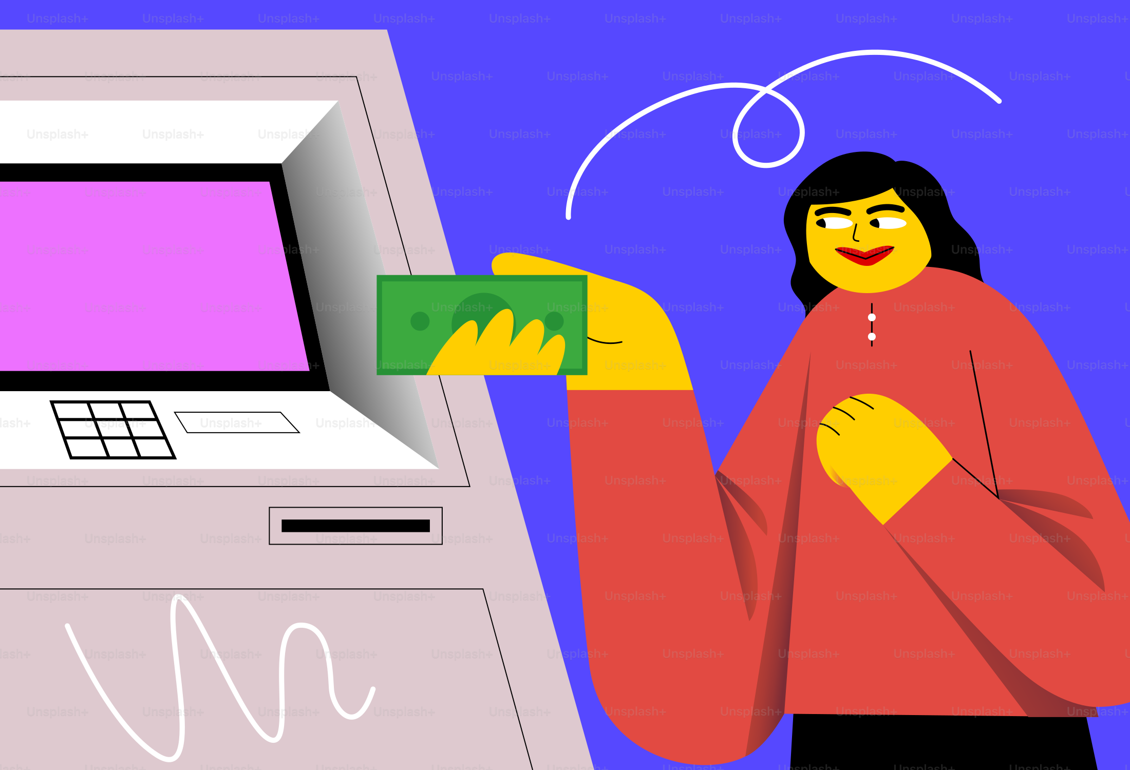 Woman withdrawing money from atm machine