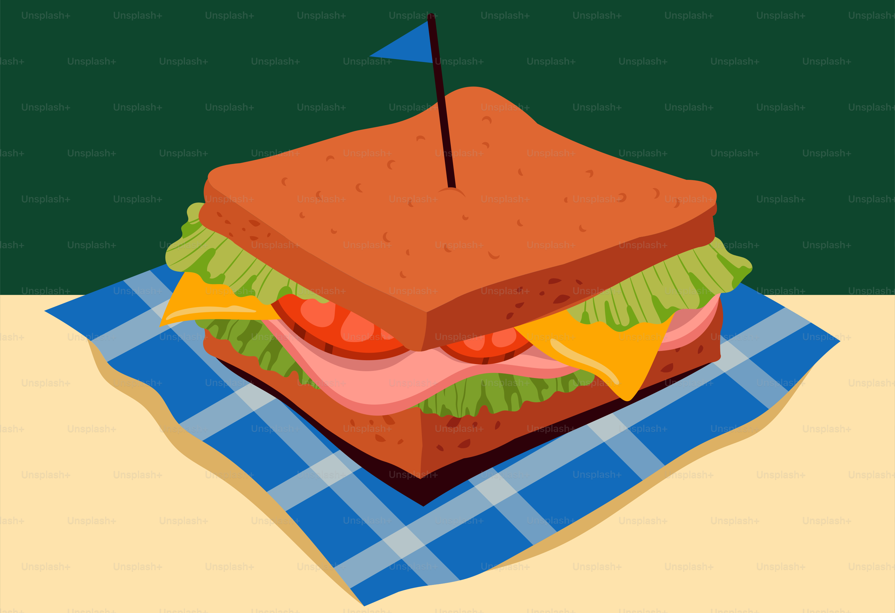 A sandwich with ham, cheese, lettuce, and tomato.